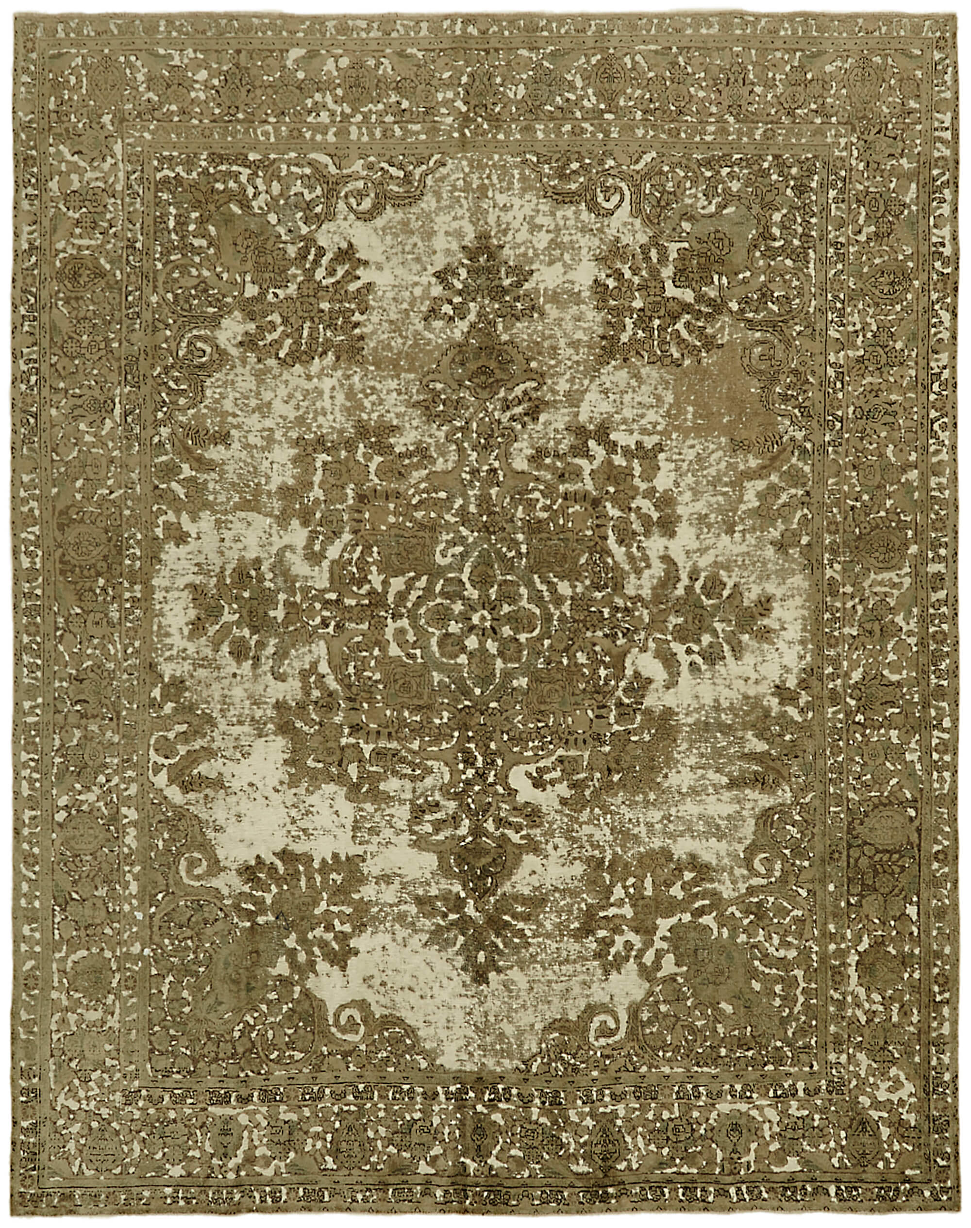 9 x 12 Beige Vintage Large Area Rug - 7285