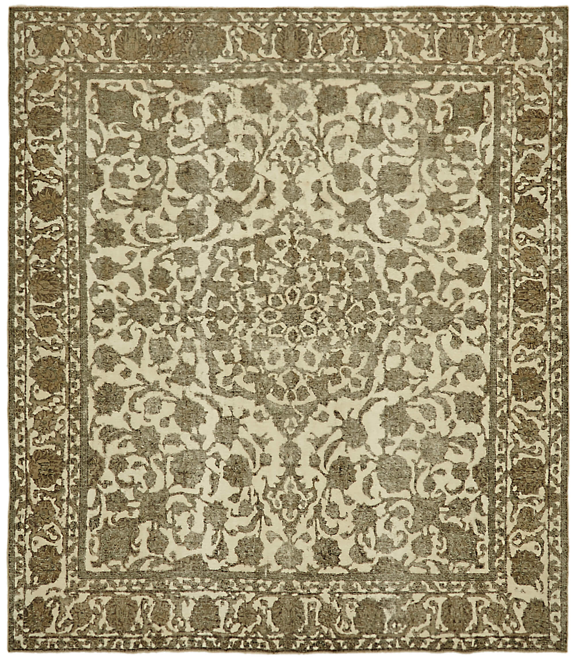 10 x 11 Beige Vintage Large Area Rug - 7286