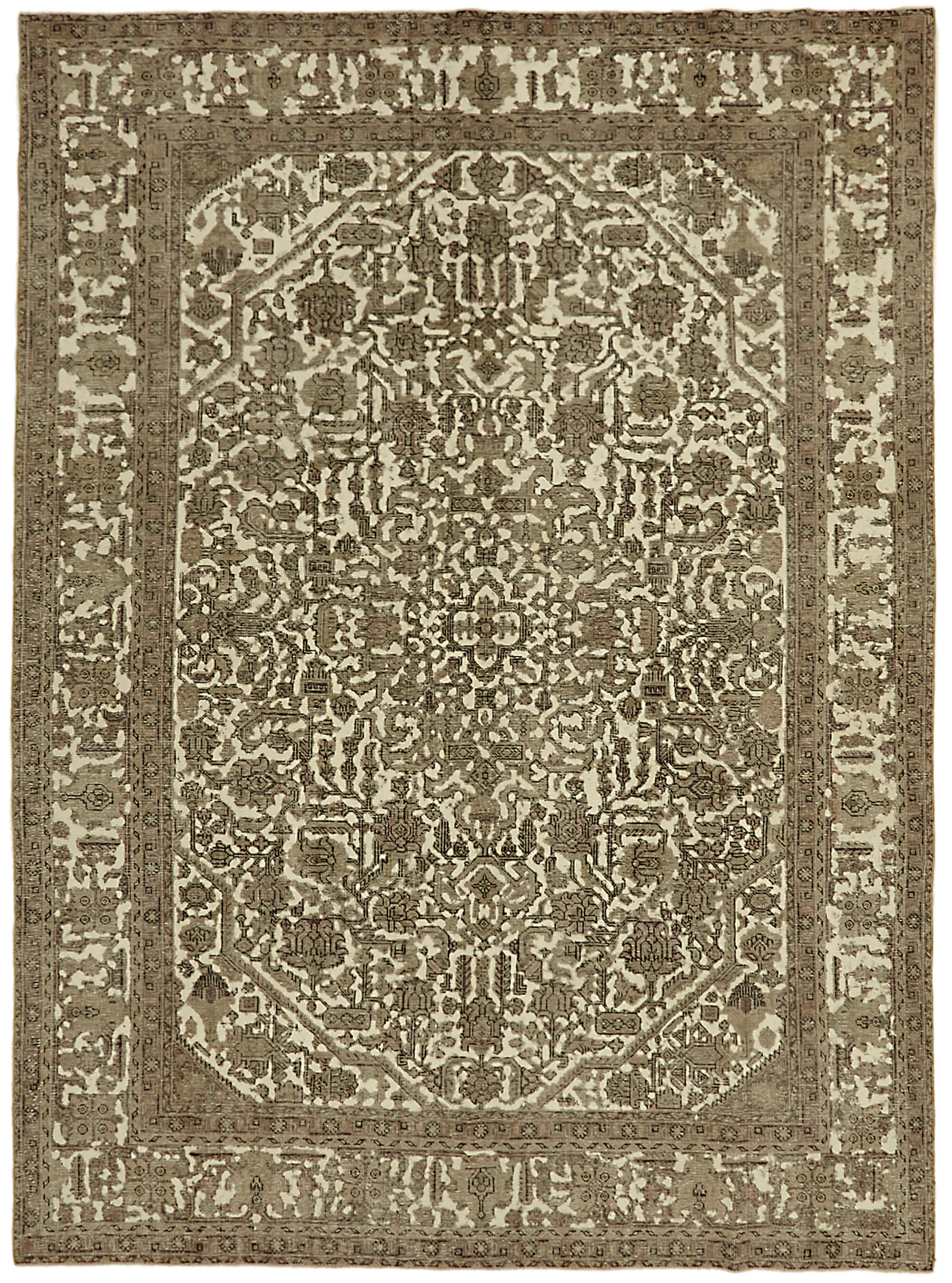 9 x 12 Beige Vintage Large Area Rug - 7287