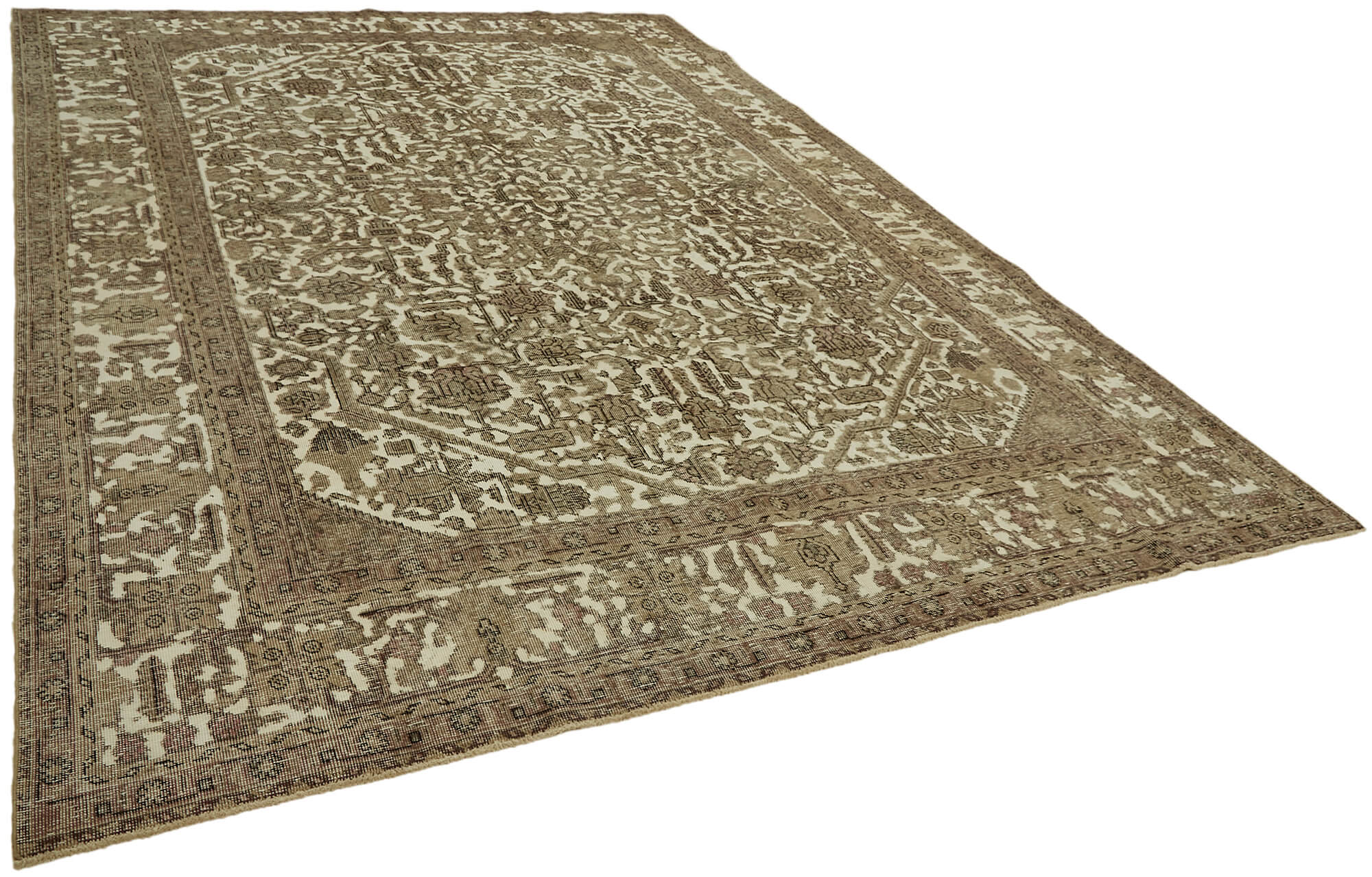 9 x 12 Beige Vintage Large Area Rug - 7287