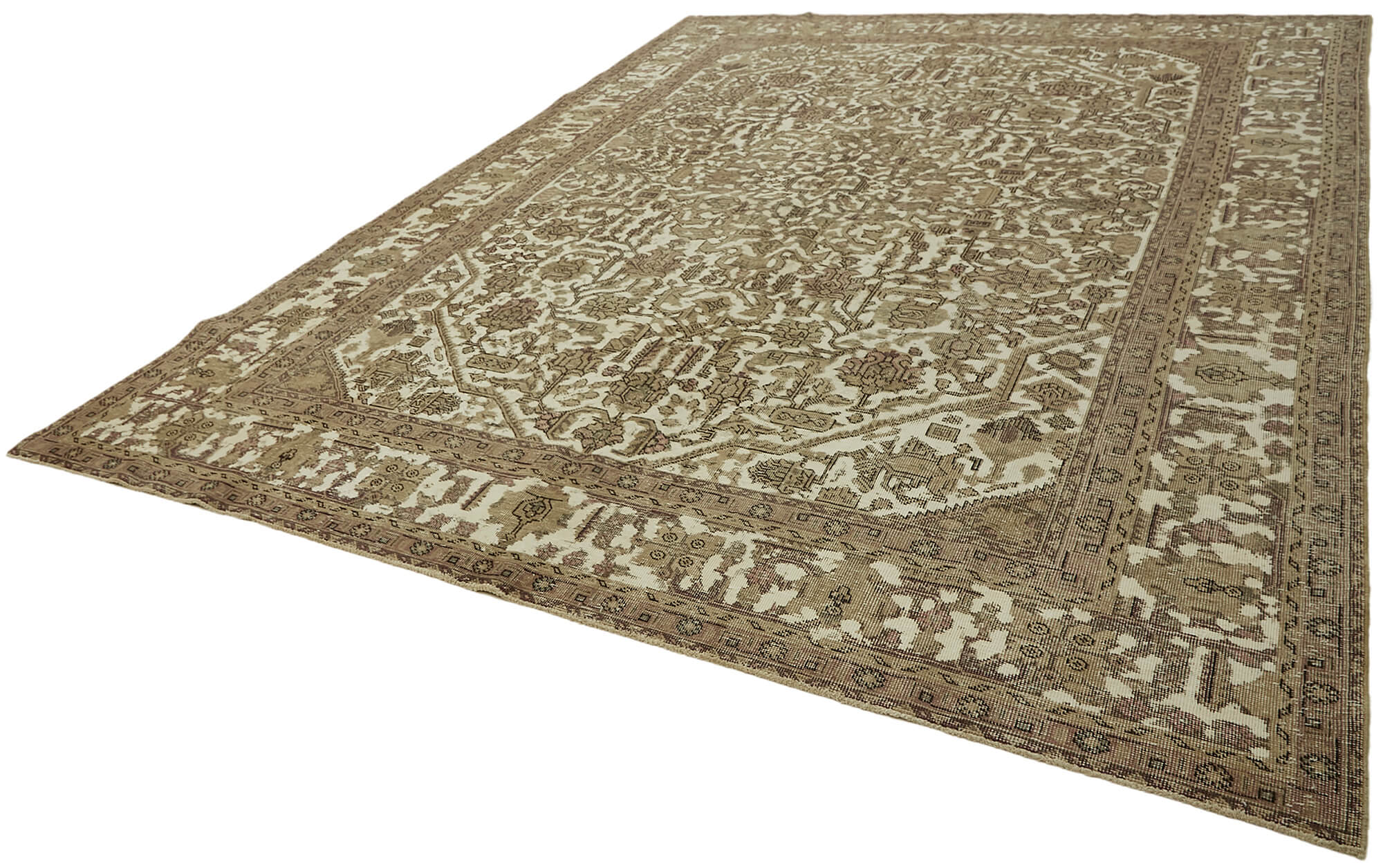 9 x 12 Beige Vintage Large Area Rug - 7287