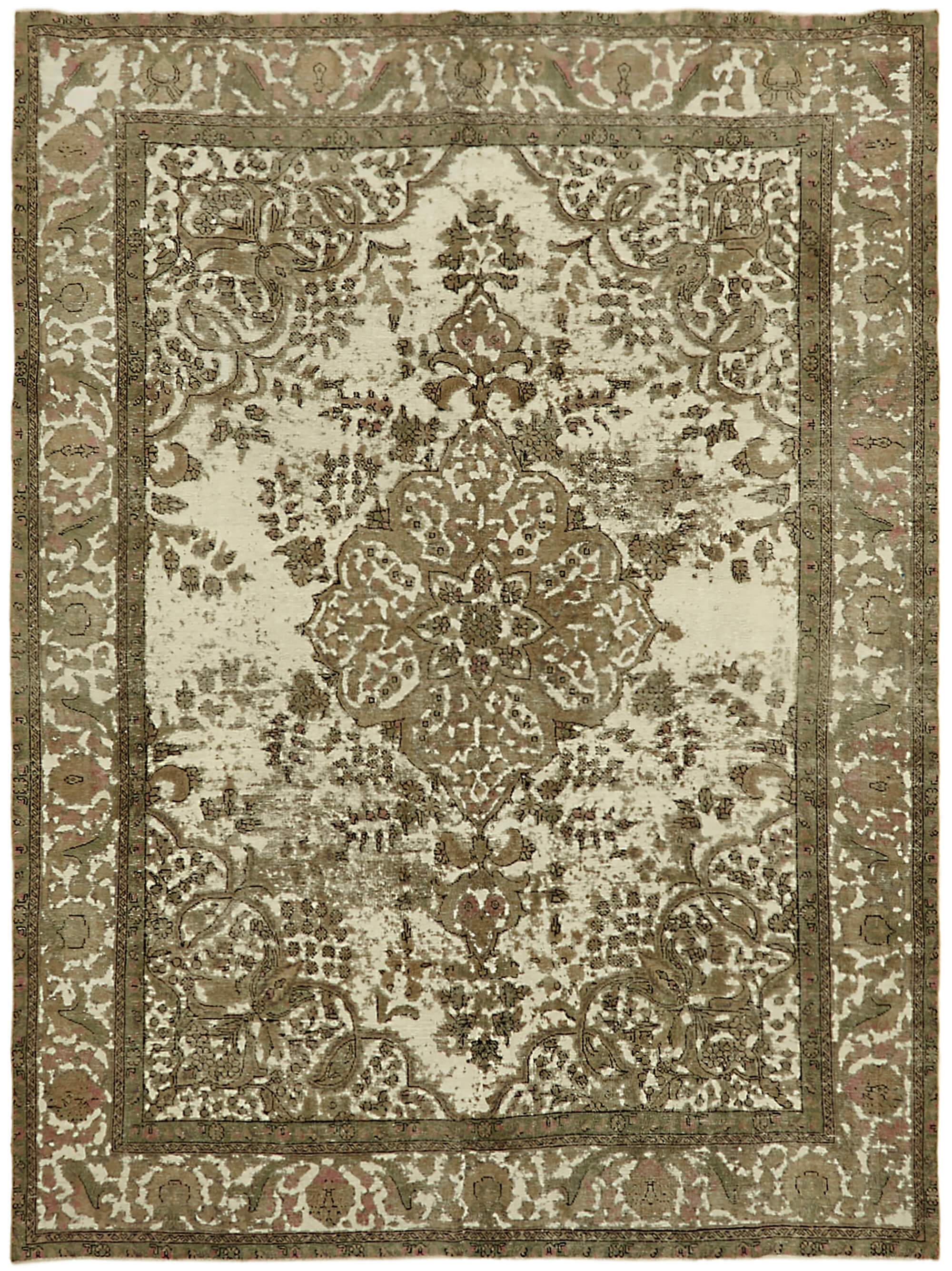 9 x 13 Beige Vintage Large Area Rug - 7290