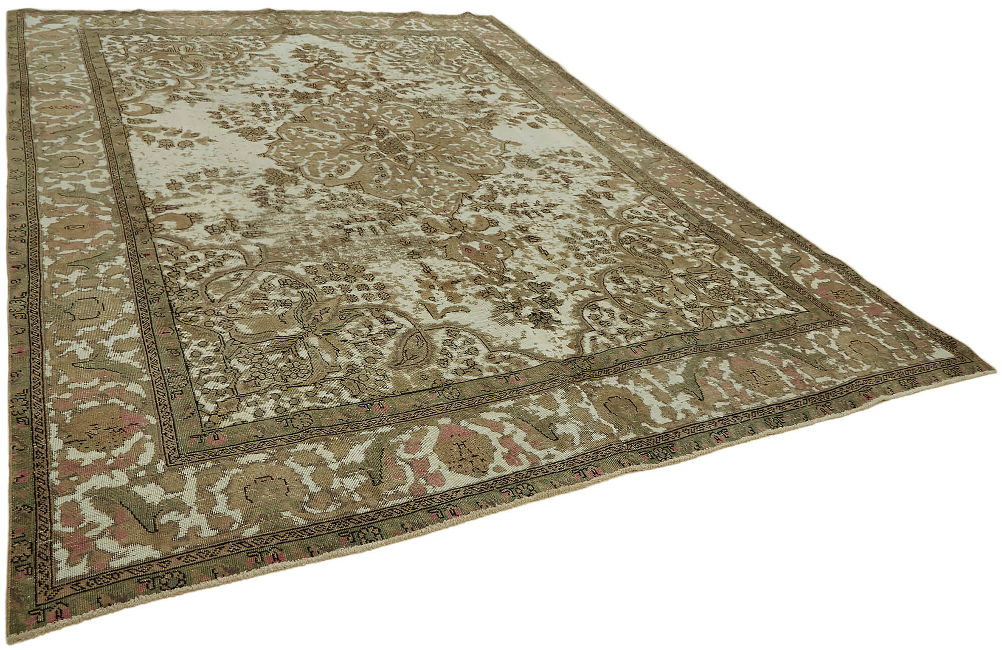 9 x 13 Beige Vintage Large Area Rug - 7290