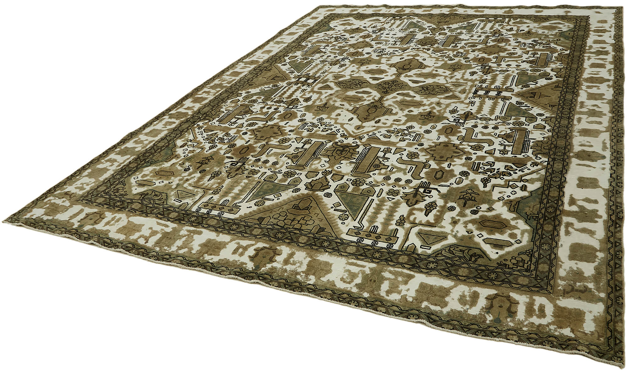 9 x 12 Beige Vintage Large Area Rug - 7293