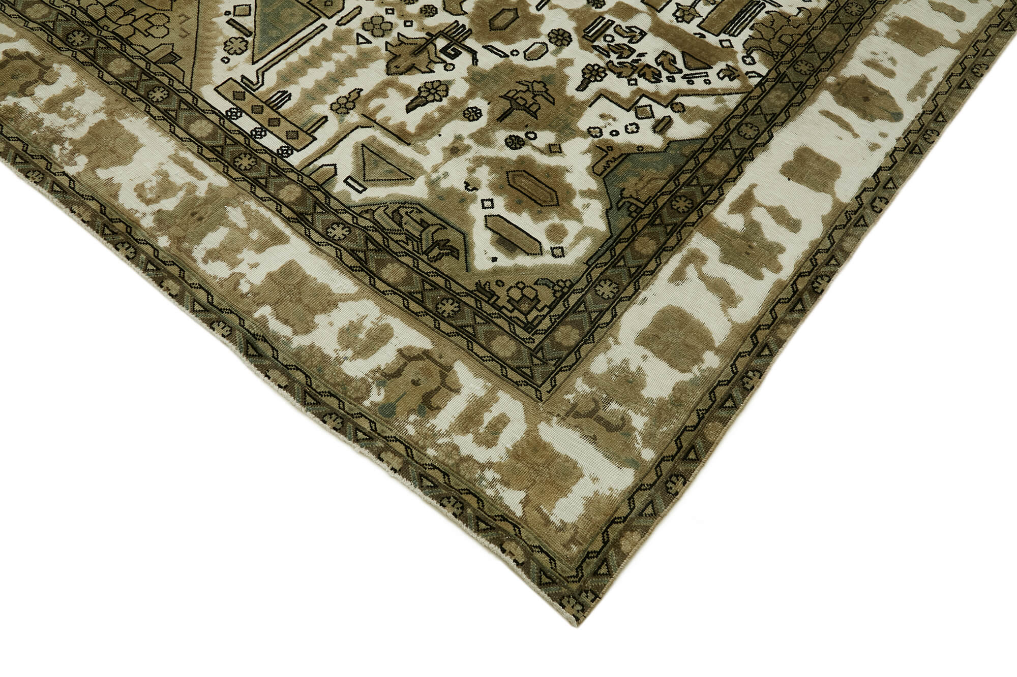 9 x 12 Beige Vintage Large Area Rug - 7293