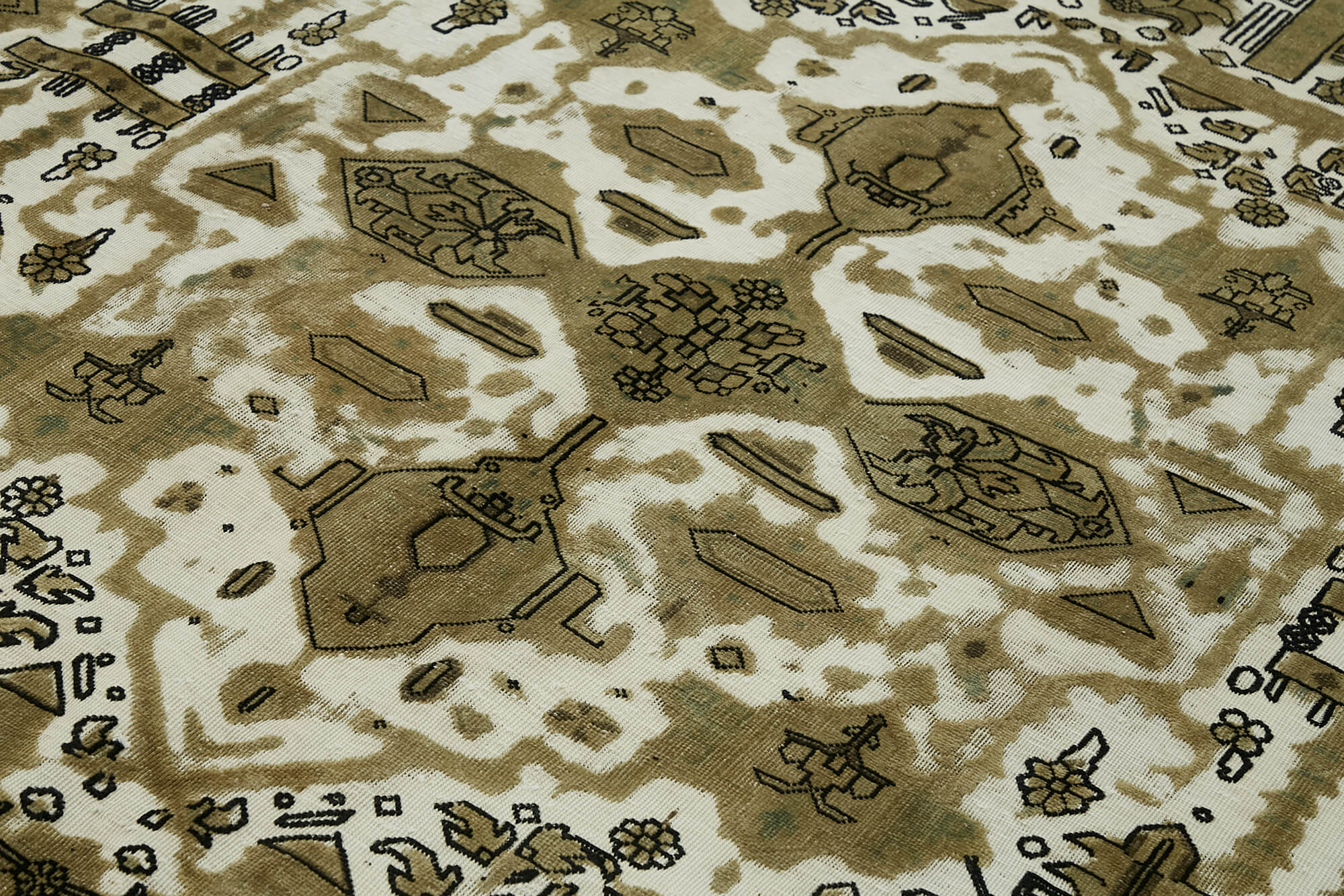 9 x 12 Beige Vintage Large Area Rug - 7293