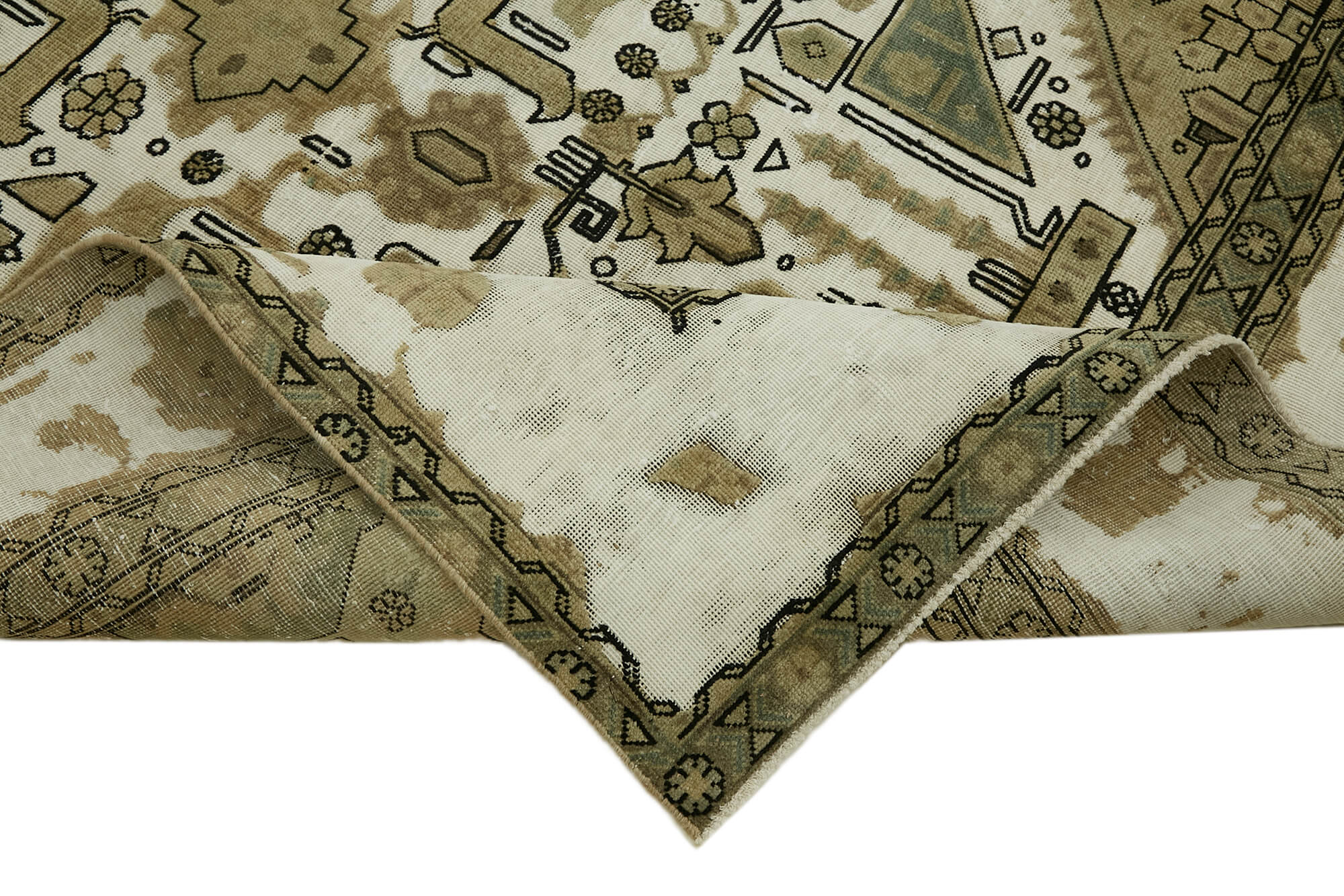 9 x 12 Beige Vintage Large Area Rug - 7293