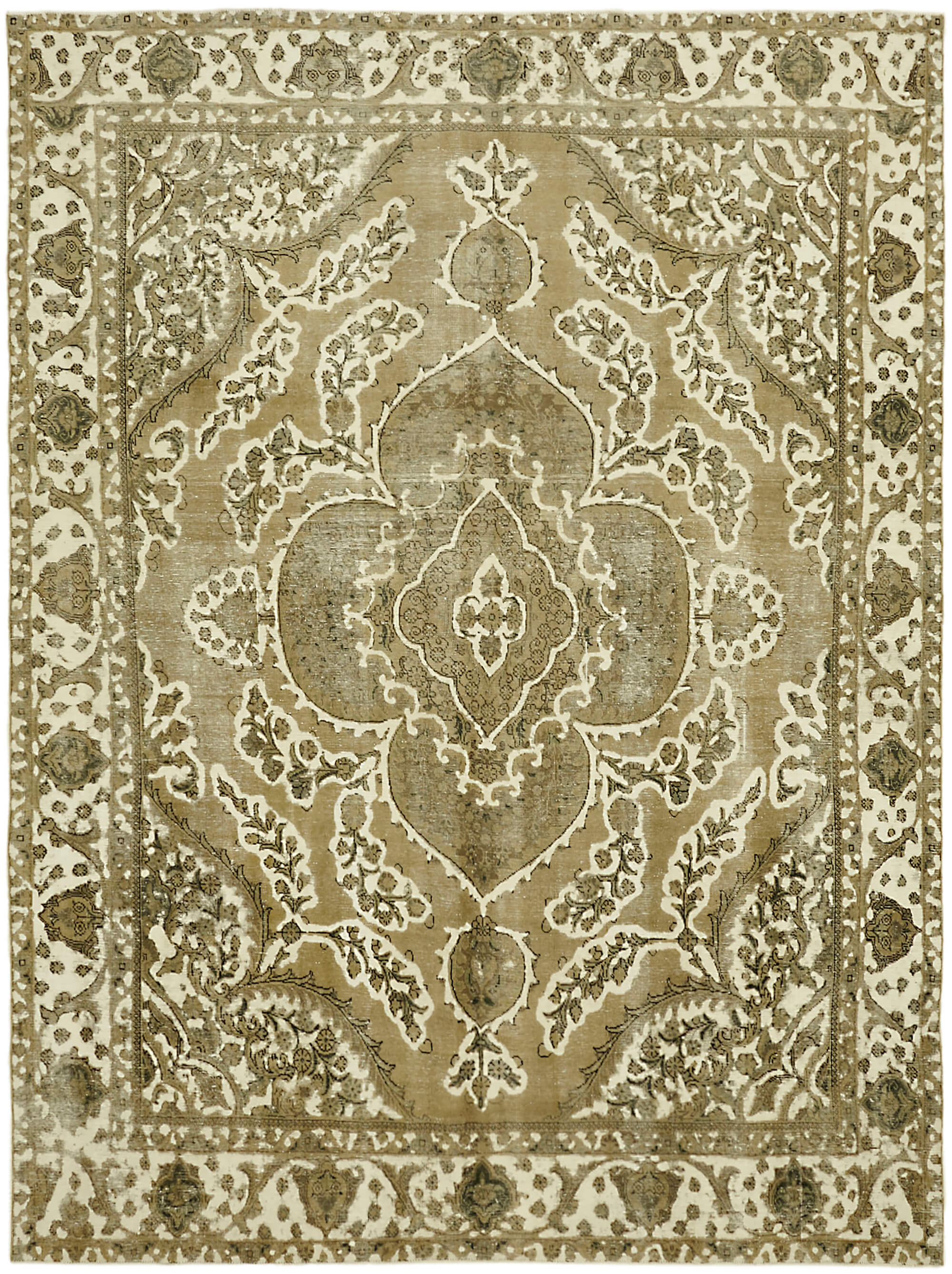 9 x 12 Beige Vintage Large Area Rug - 7294