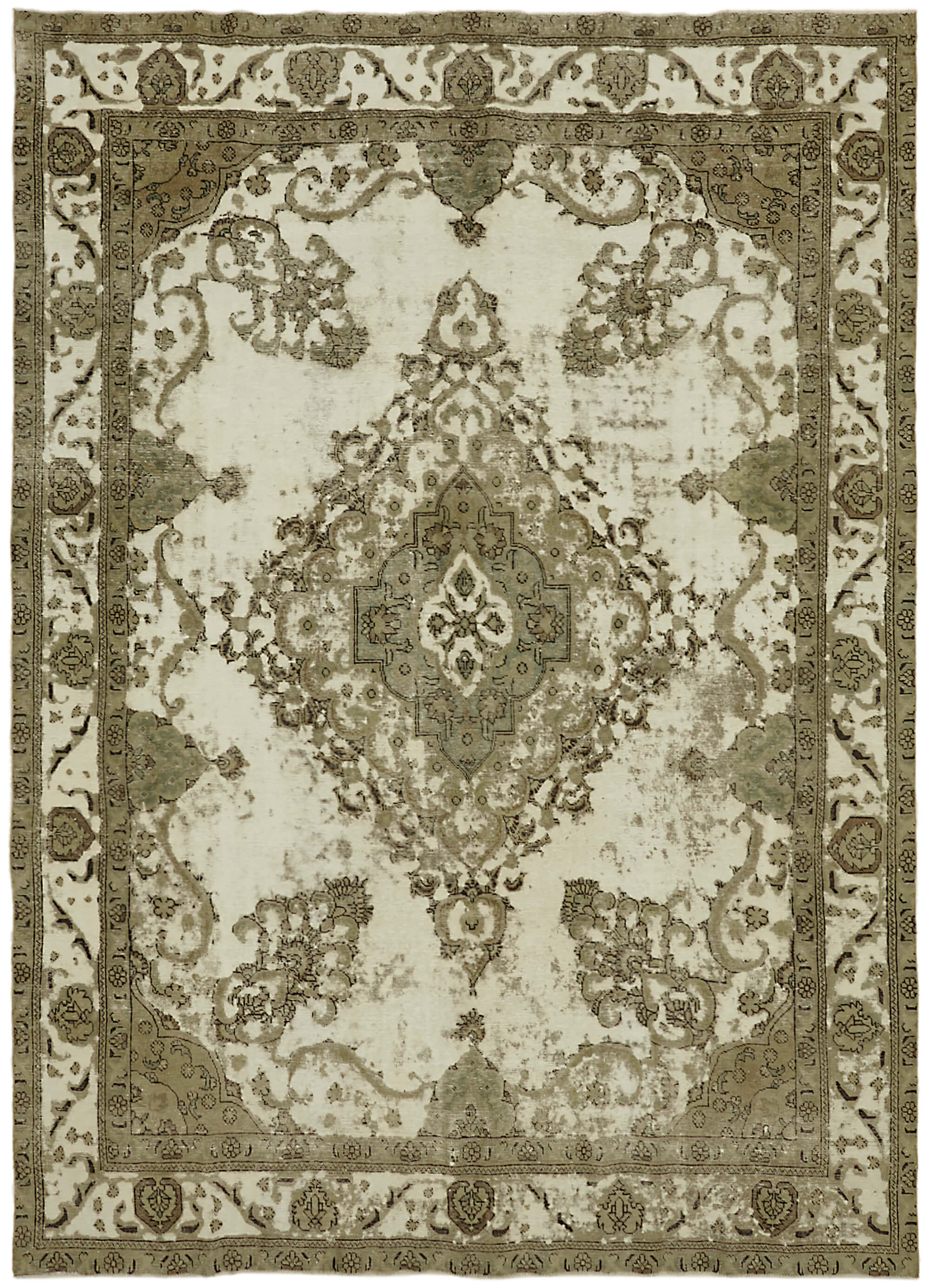 9 x 13 Beige Vintage Large Area Rug - 7295