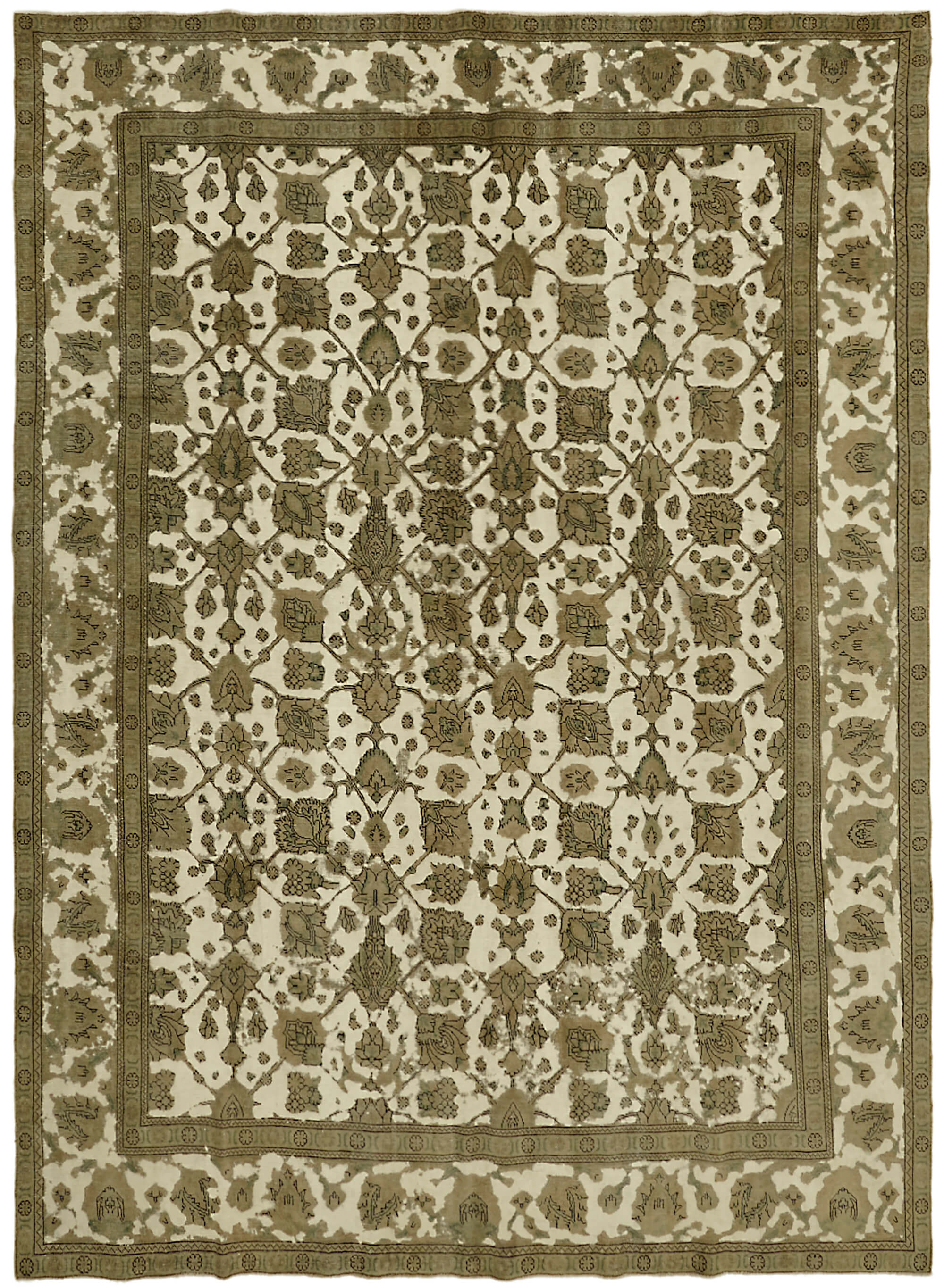 9 x 12 Beige Vintage Large Area Rug - 7296