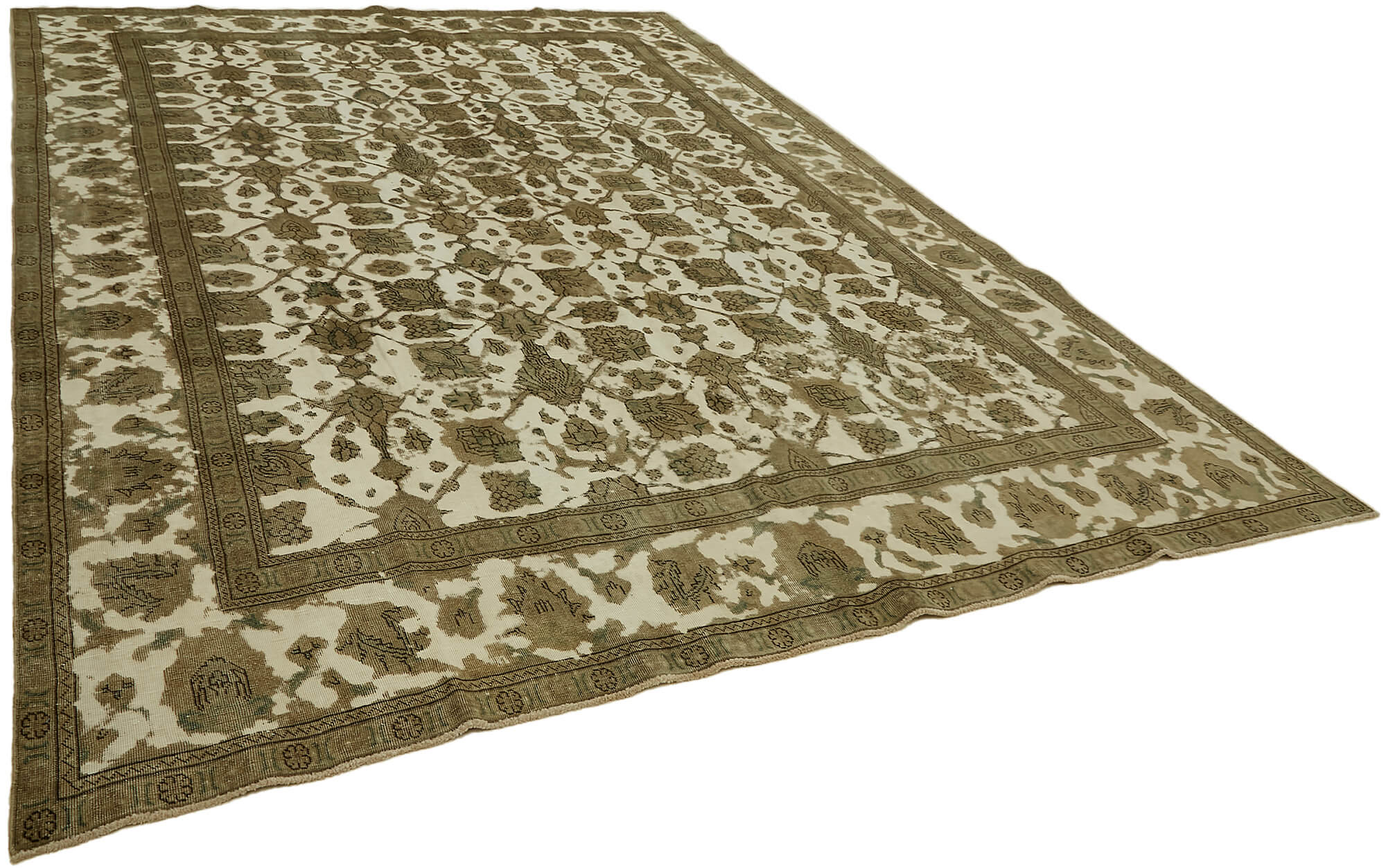 9 x 12 Beige Vintage Large Area Rug - 7296