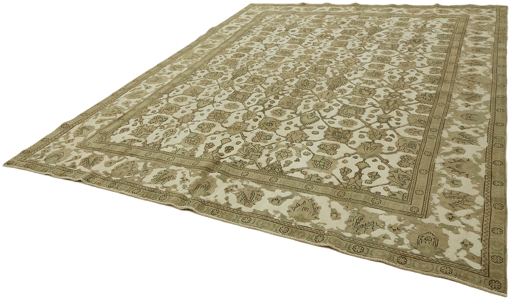 9 x 12 Beige Vintage Large Area Rug - 7296