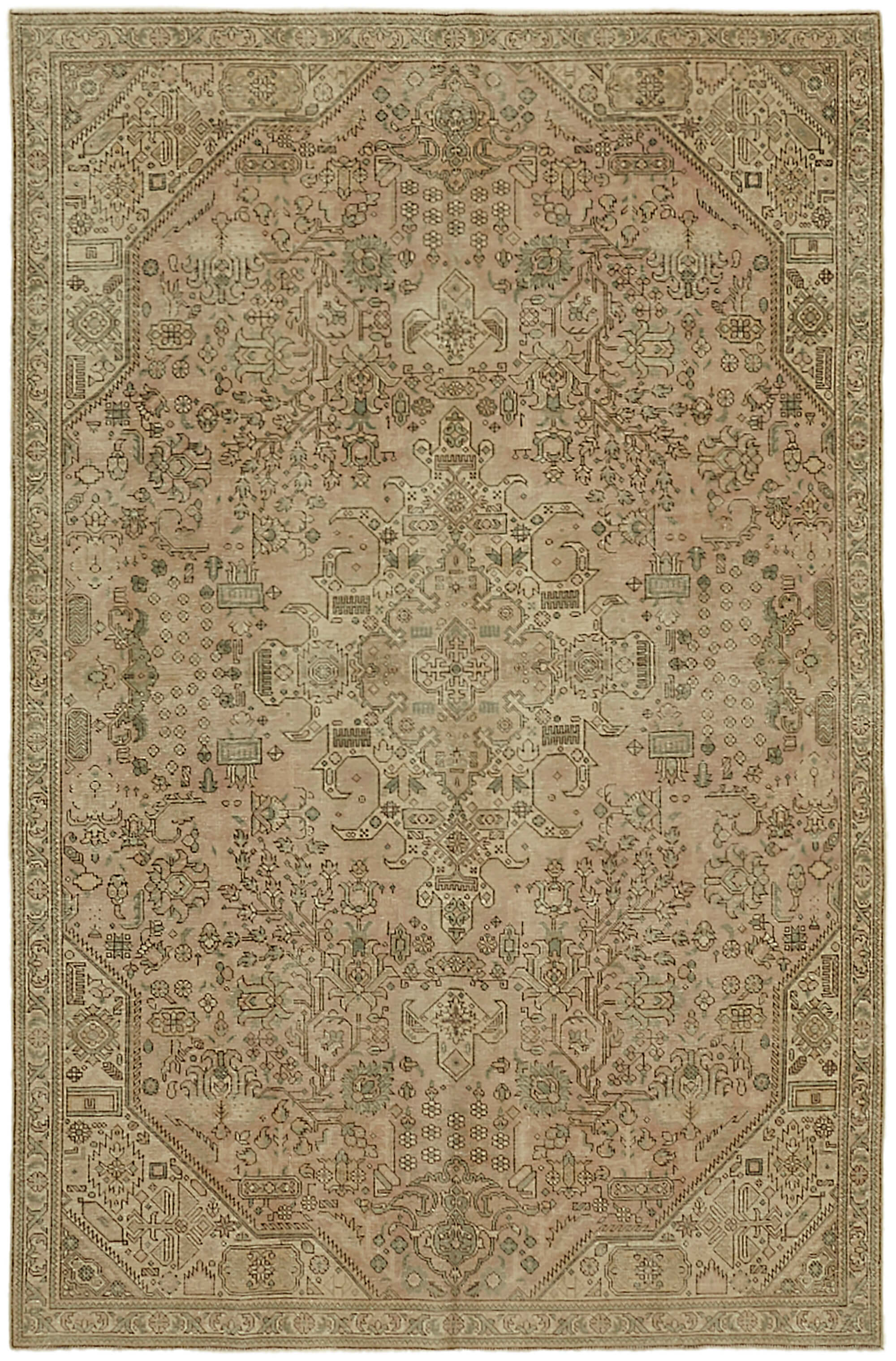 6 x 9 Beige Vintage Large Area Rug - 7298