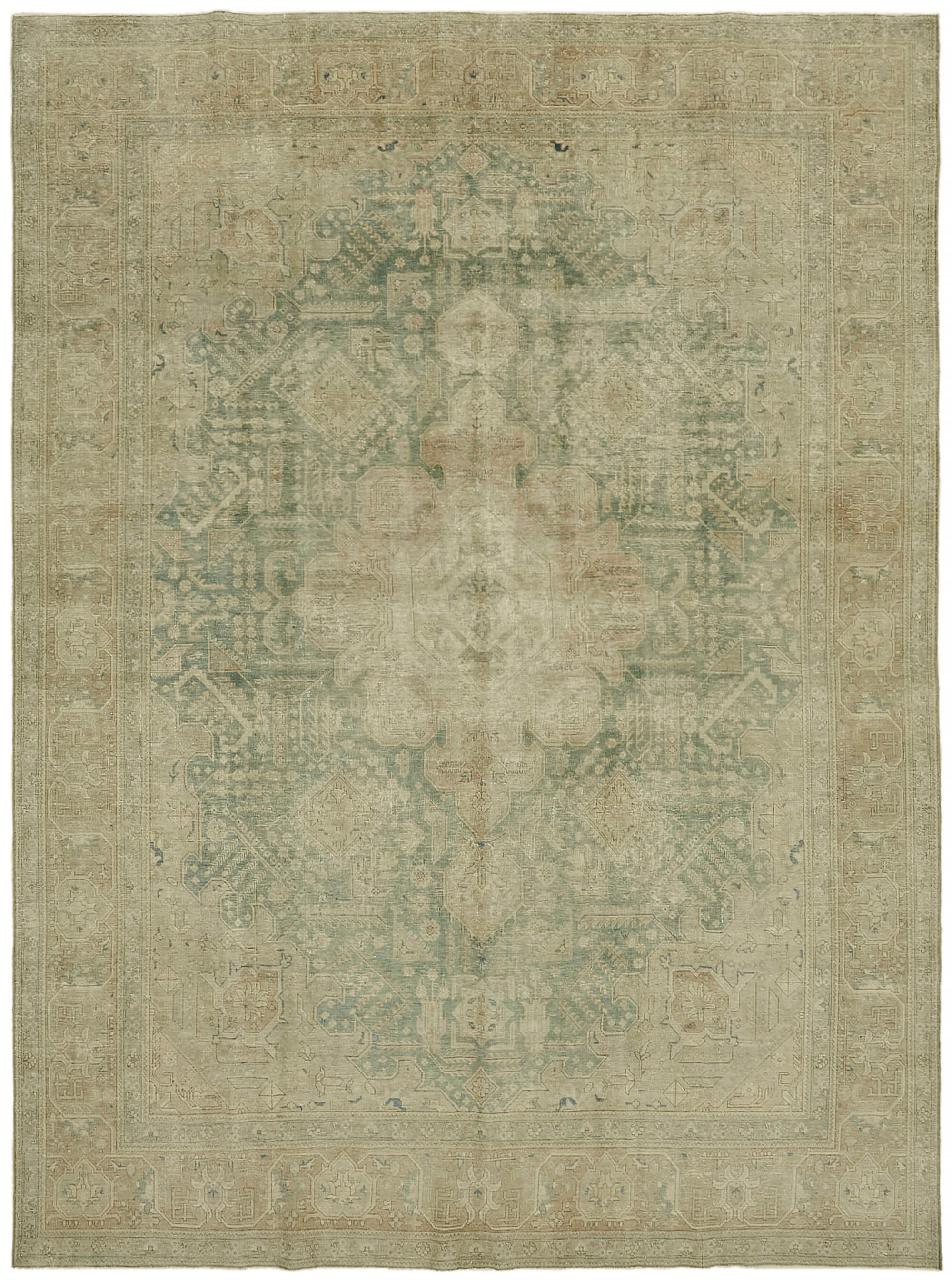 10 x 13 Beige Vintage Large Area Rug - 7300