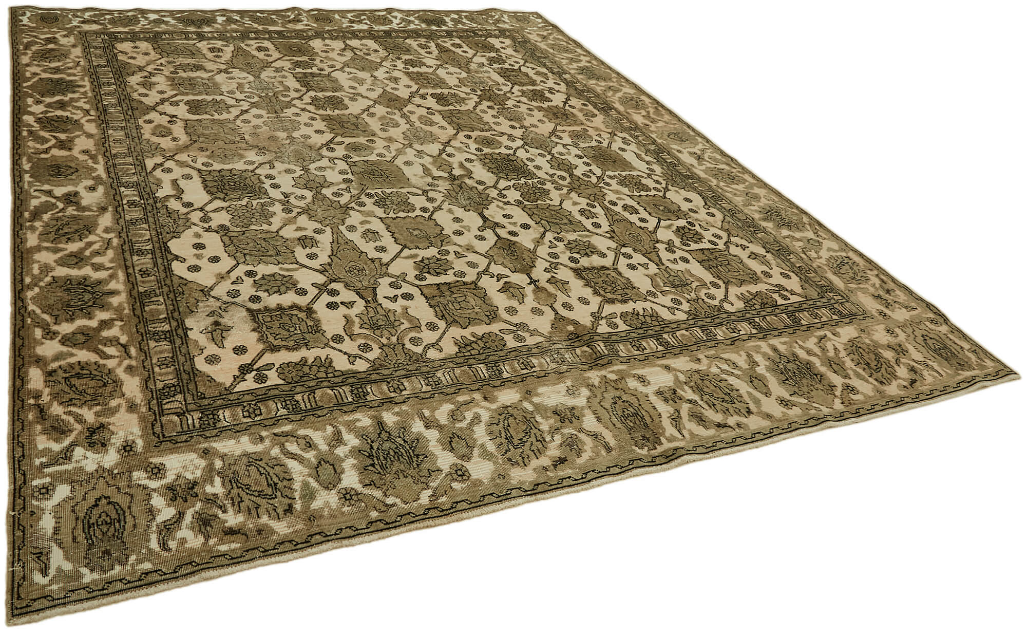 9 x 10 Beige Vintage Large Area Rug - 7302