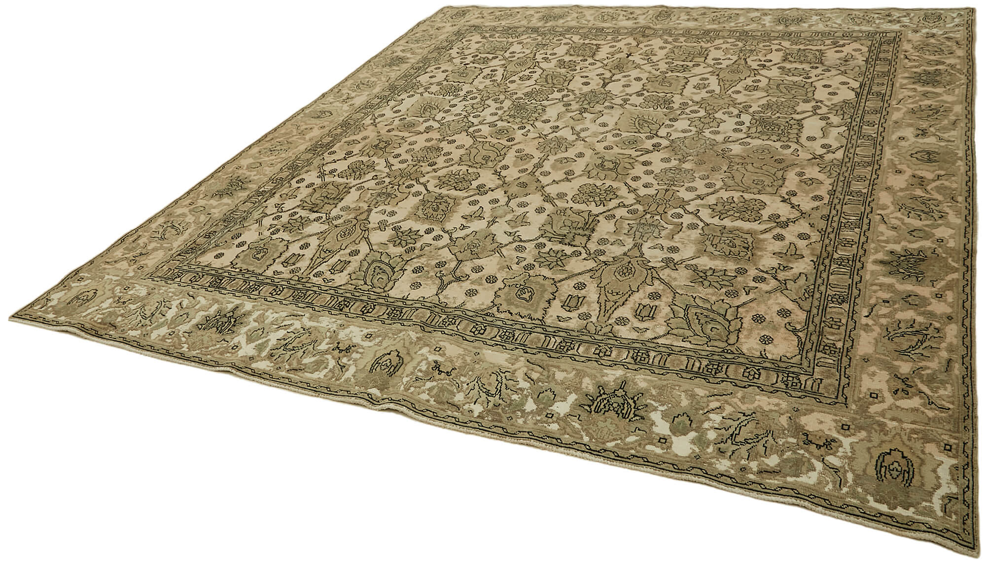 9 x 10 Beige Vintage Large Area Rug - 7302