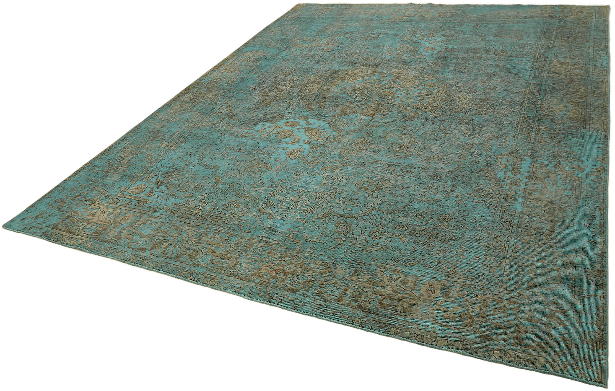 8 x 11 Turquoise Overdyed Large Area Rug - 7303