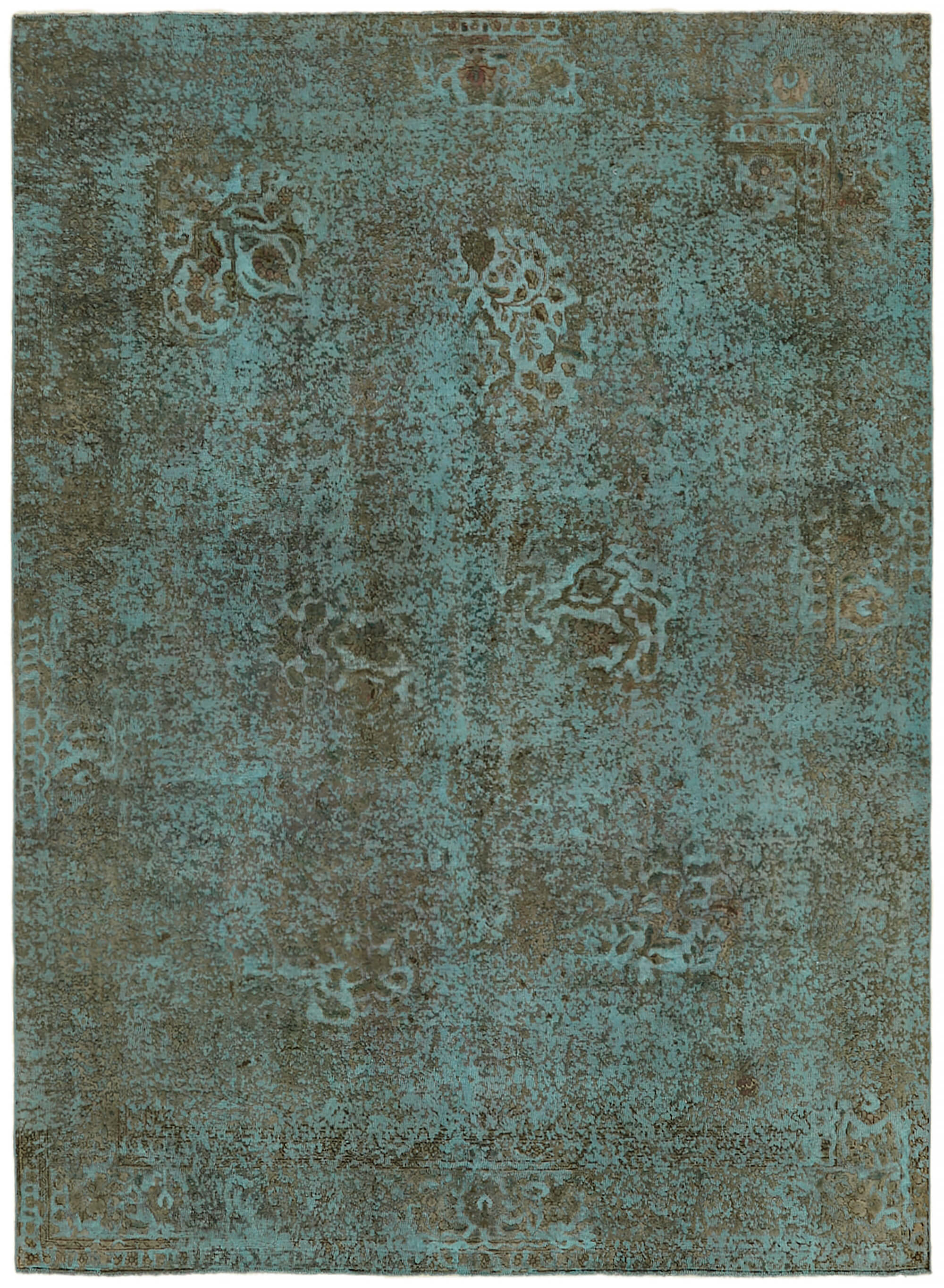 8 x 11 Turquoise Overdyed Large Area Rug - 7304