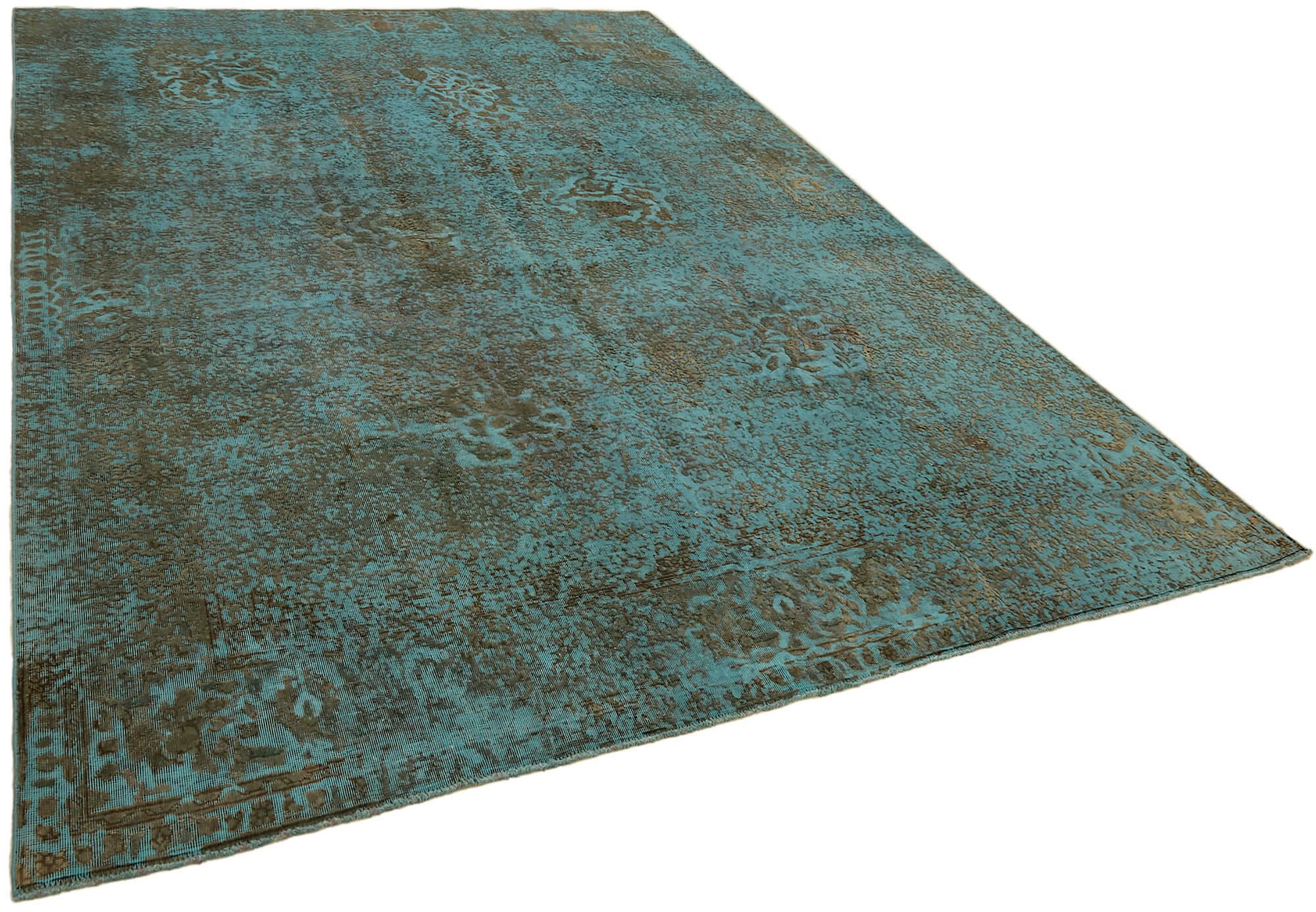 8 x 11 Turquoise Overdyed Large Area Rug - 7304