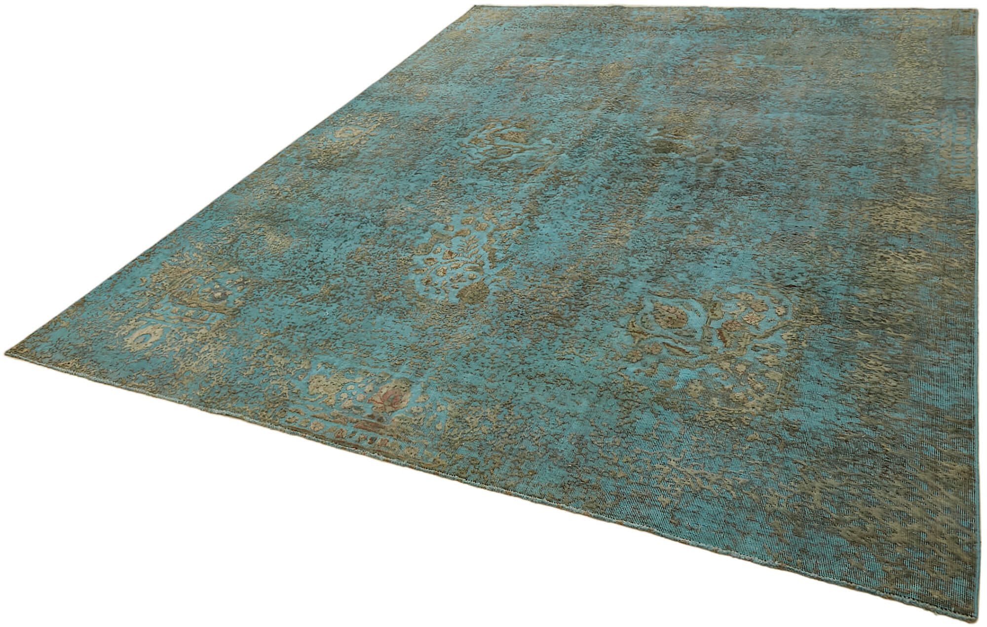 8 x 11 Turquoise Overdyed Large Area Rug - 7304