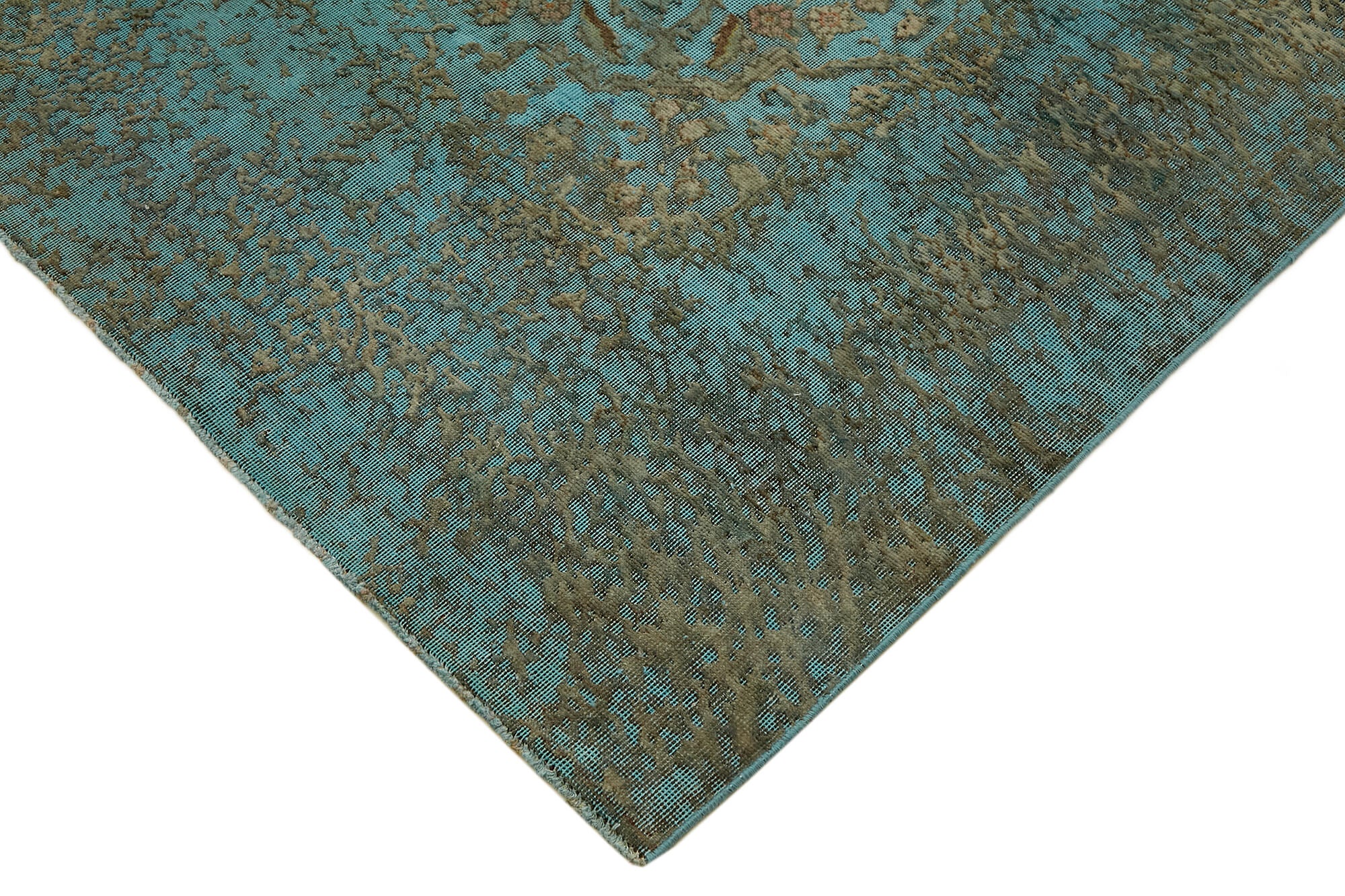 8 x 11 Turquoise Overdyed Large Area Rug - 7304