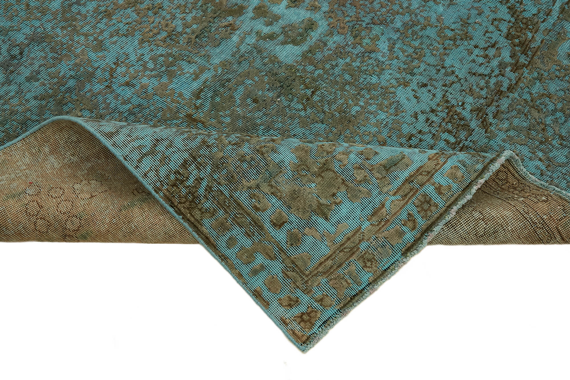 8 x 11 Turquoise Overdyed Large Area Rug - 7304