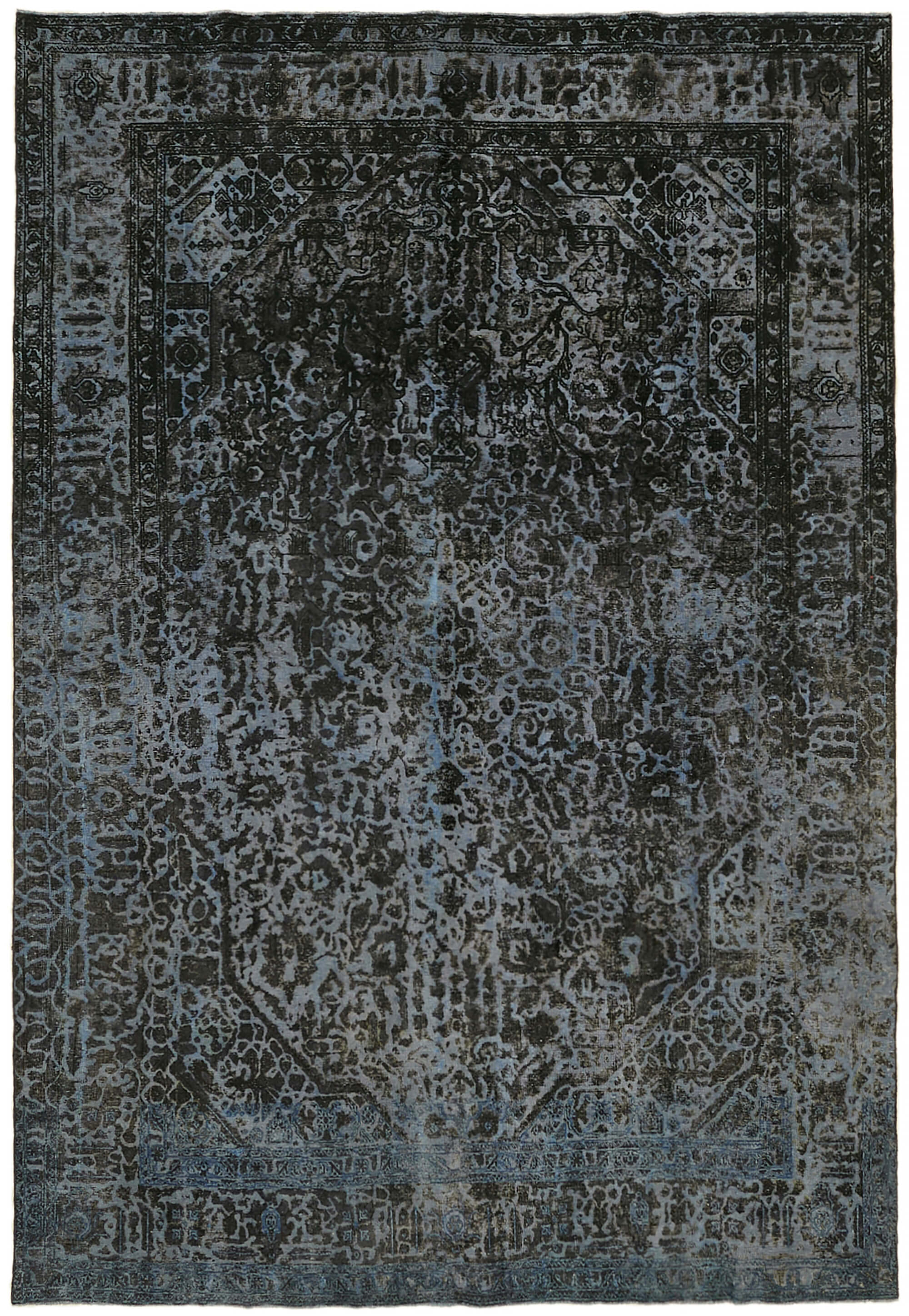 8 x 12 Black Overdyed Large Area Rug - 7307