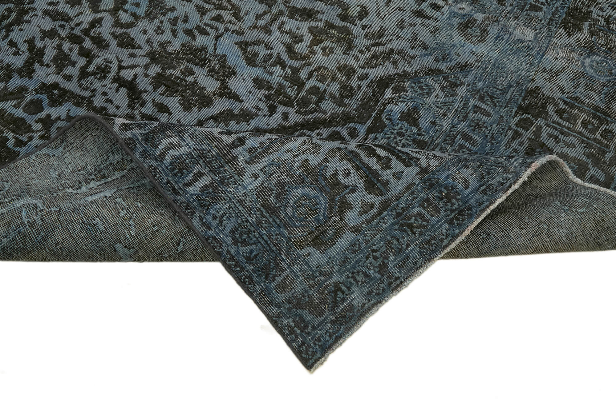 8 x 12 Black Overdyed Large Area Rug - 7307