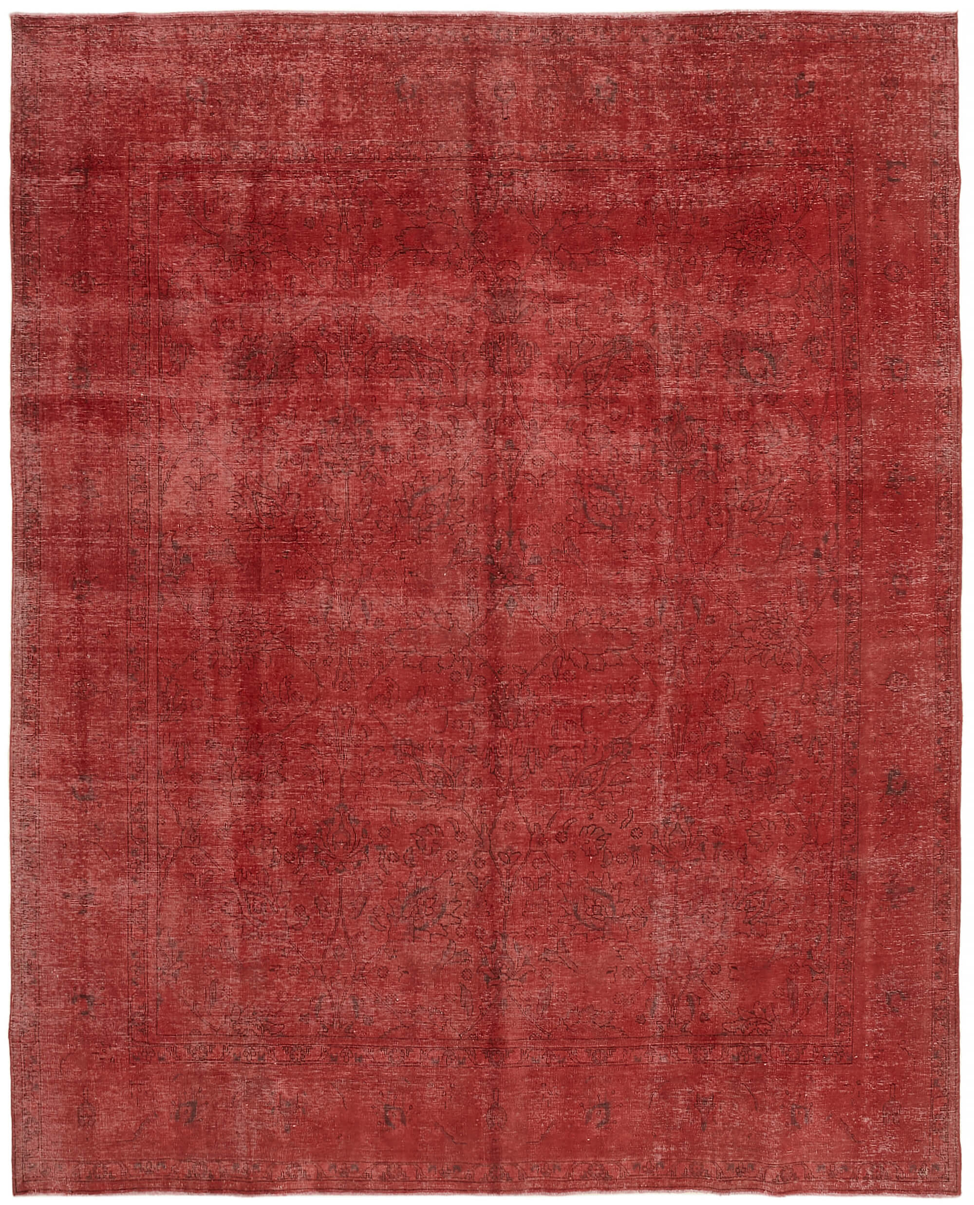 10 x 12 Red Overdyed Large Area Rug - 7309