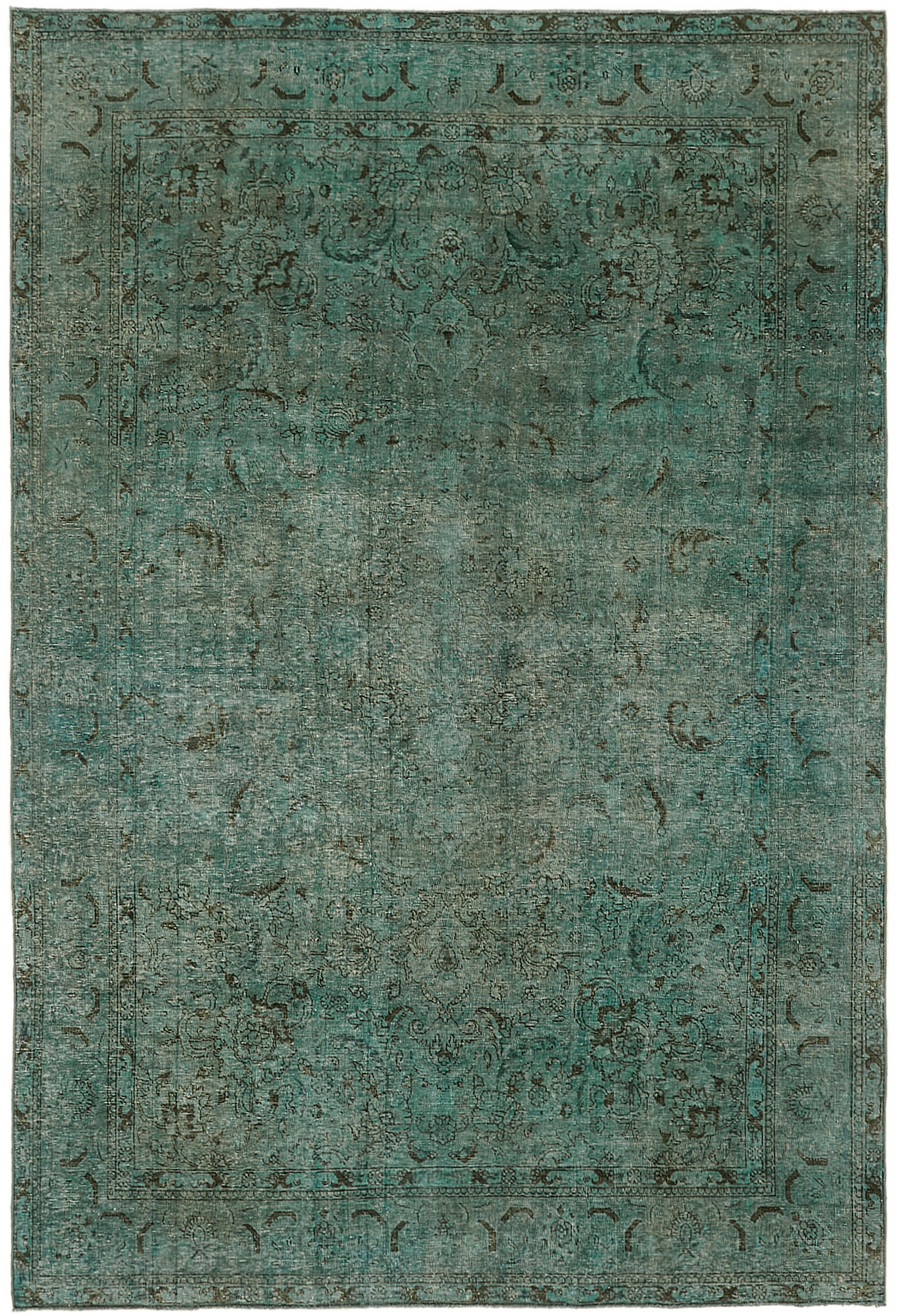 7 x 11 Turquoise Overdyed Large Area Rug - 7312