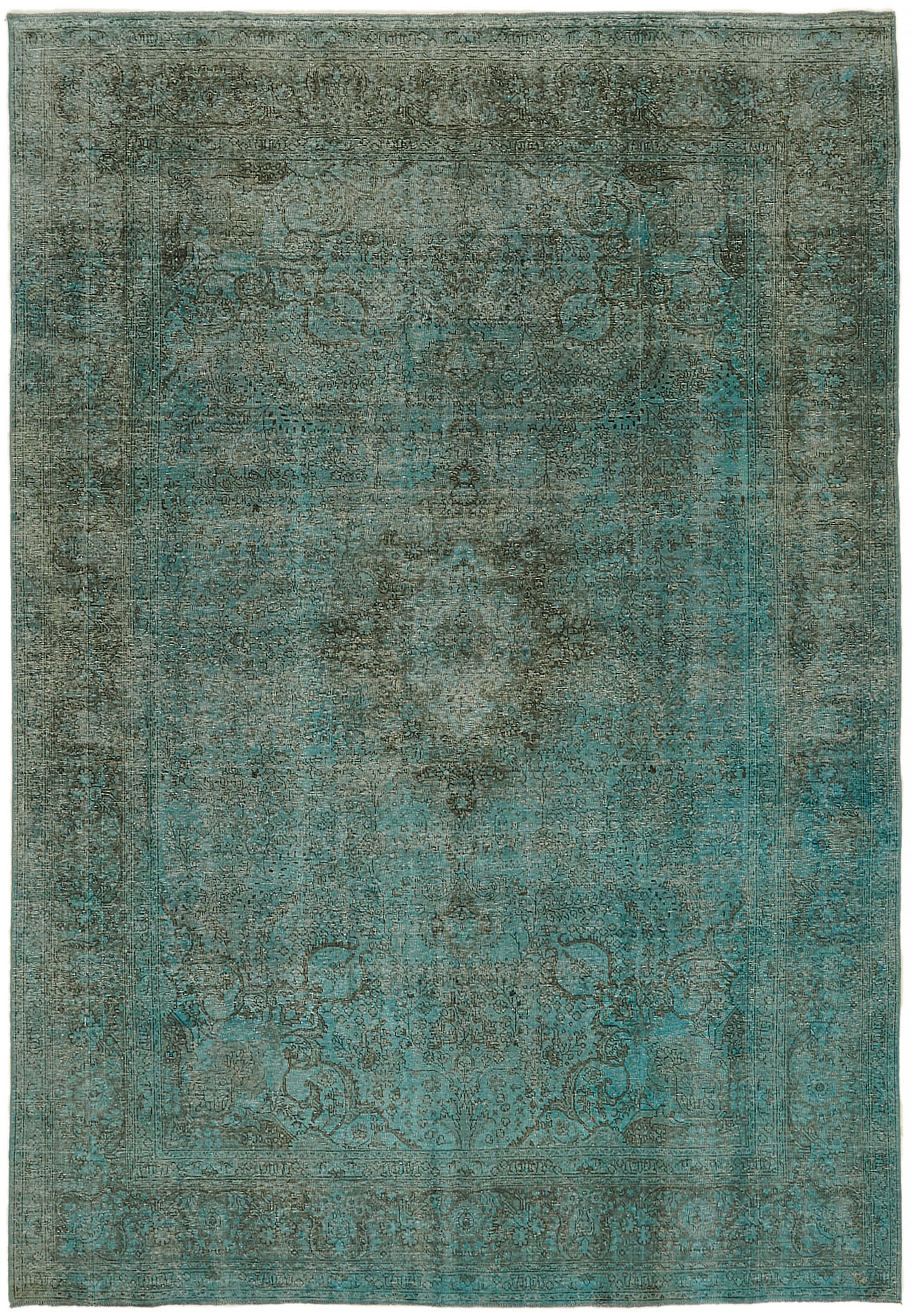 8 x 11 Turquoise Overdyed Large Area Rug - 7313