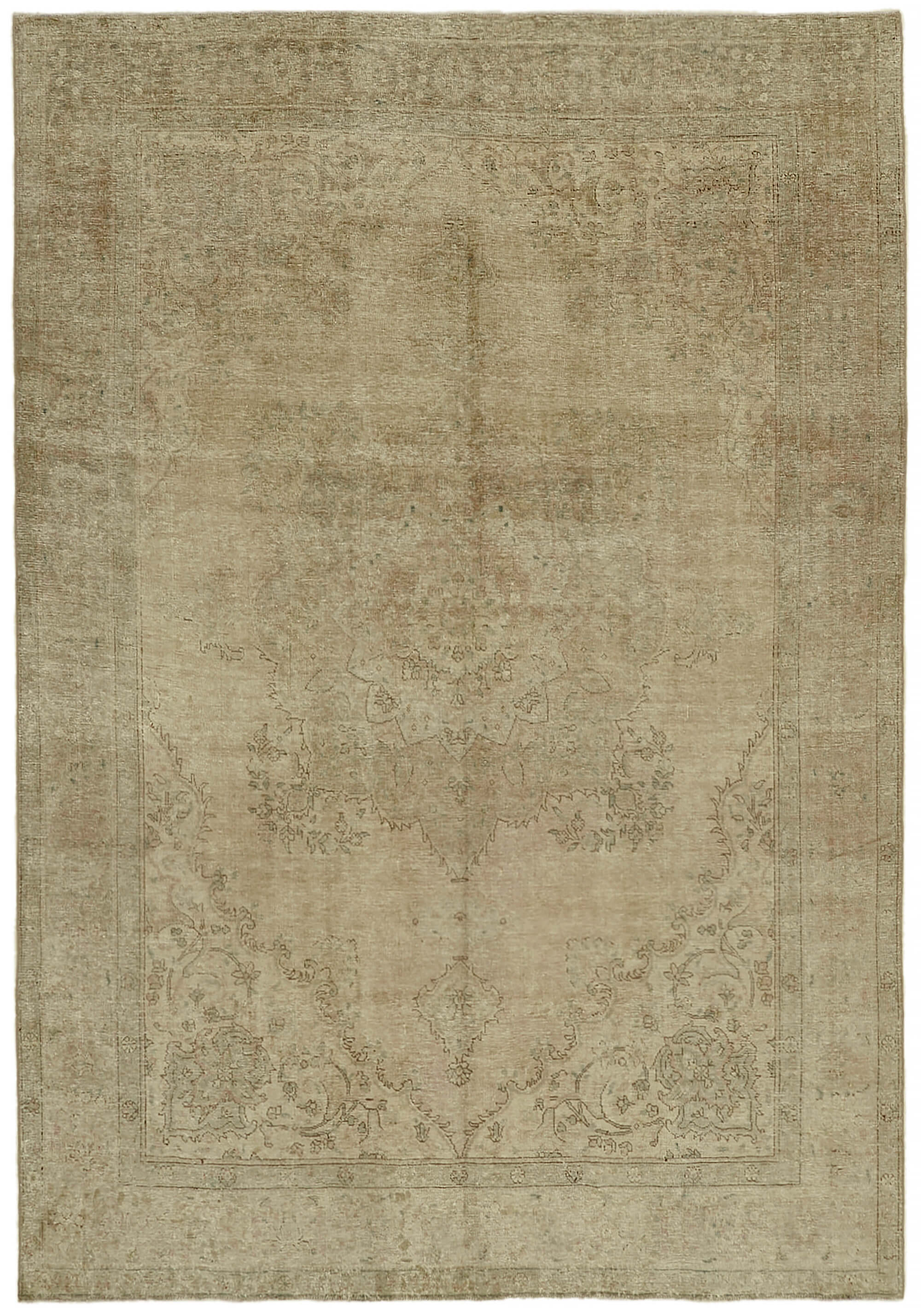 8 x 11 Beige Vintage Large Area Rug - 7317