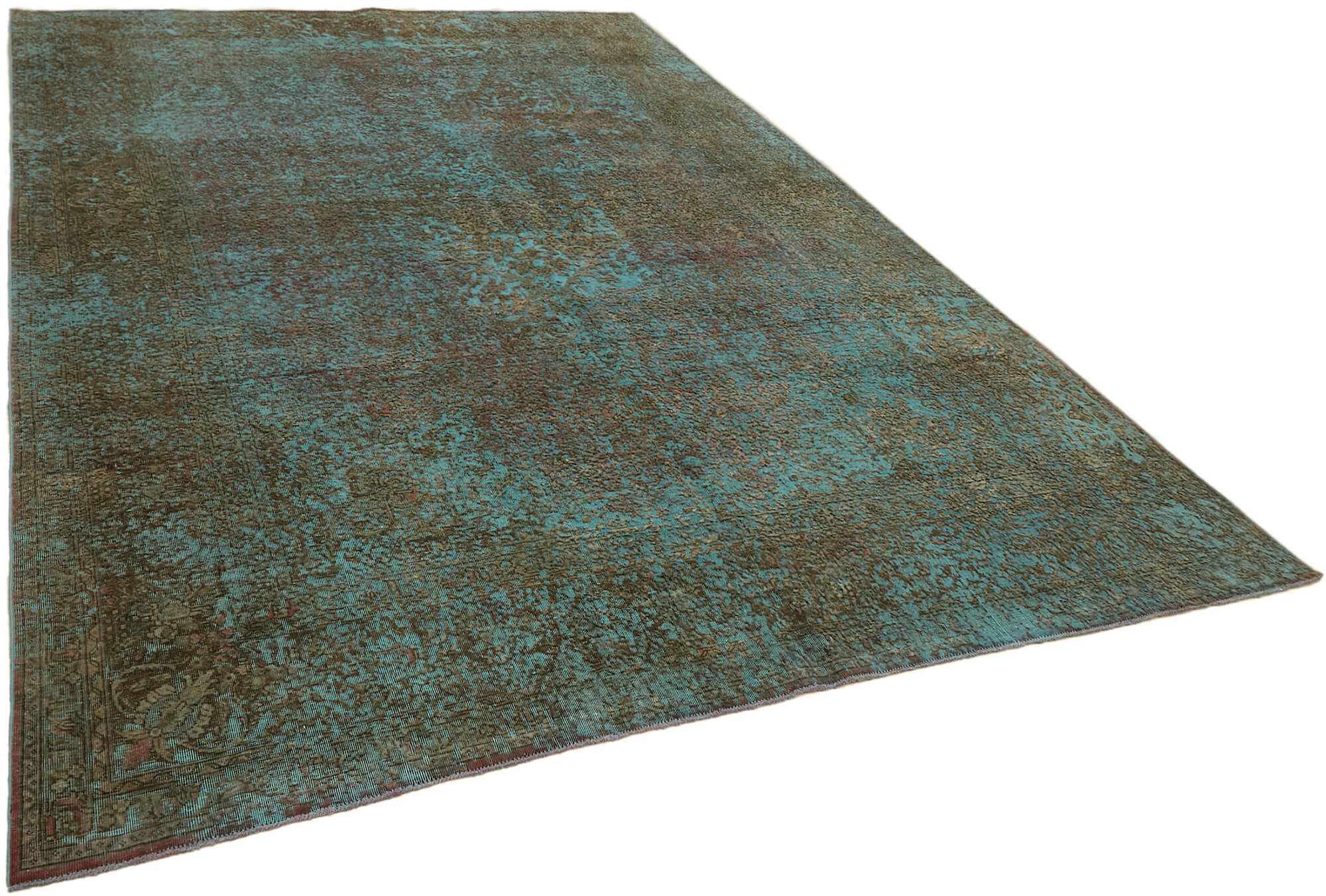 8 x 11 Turquoise Overdyed Large Area Rug - 7318