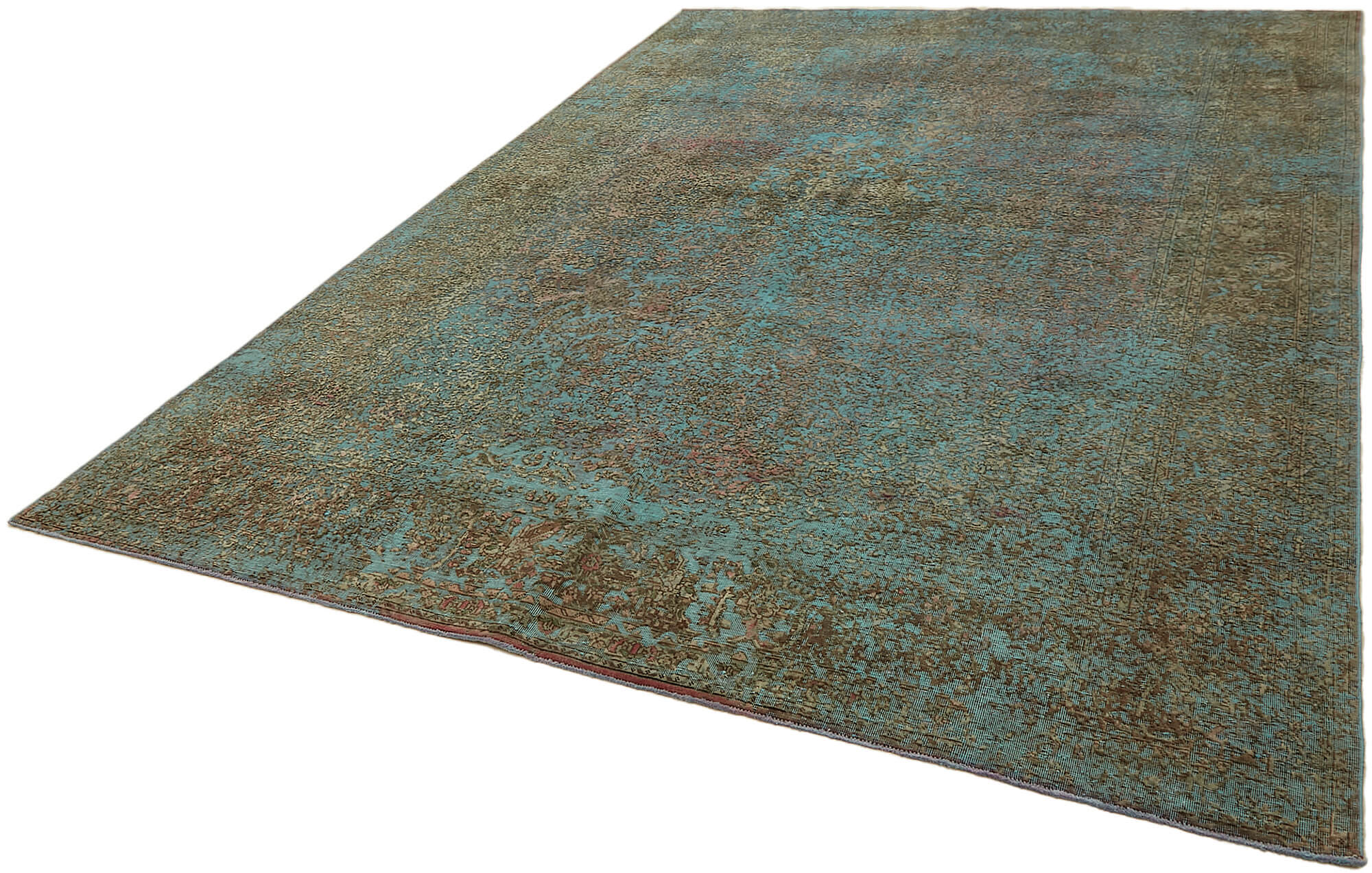 8 x 11 Turquoise Overdyed Large Area Rug - 7318