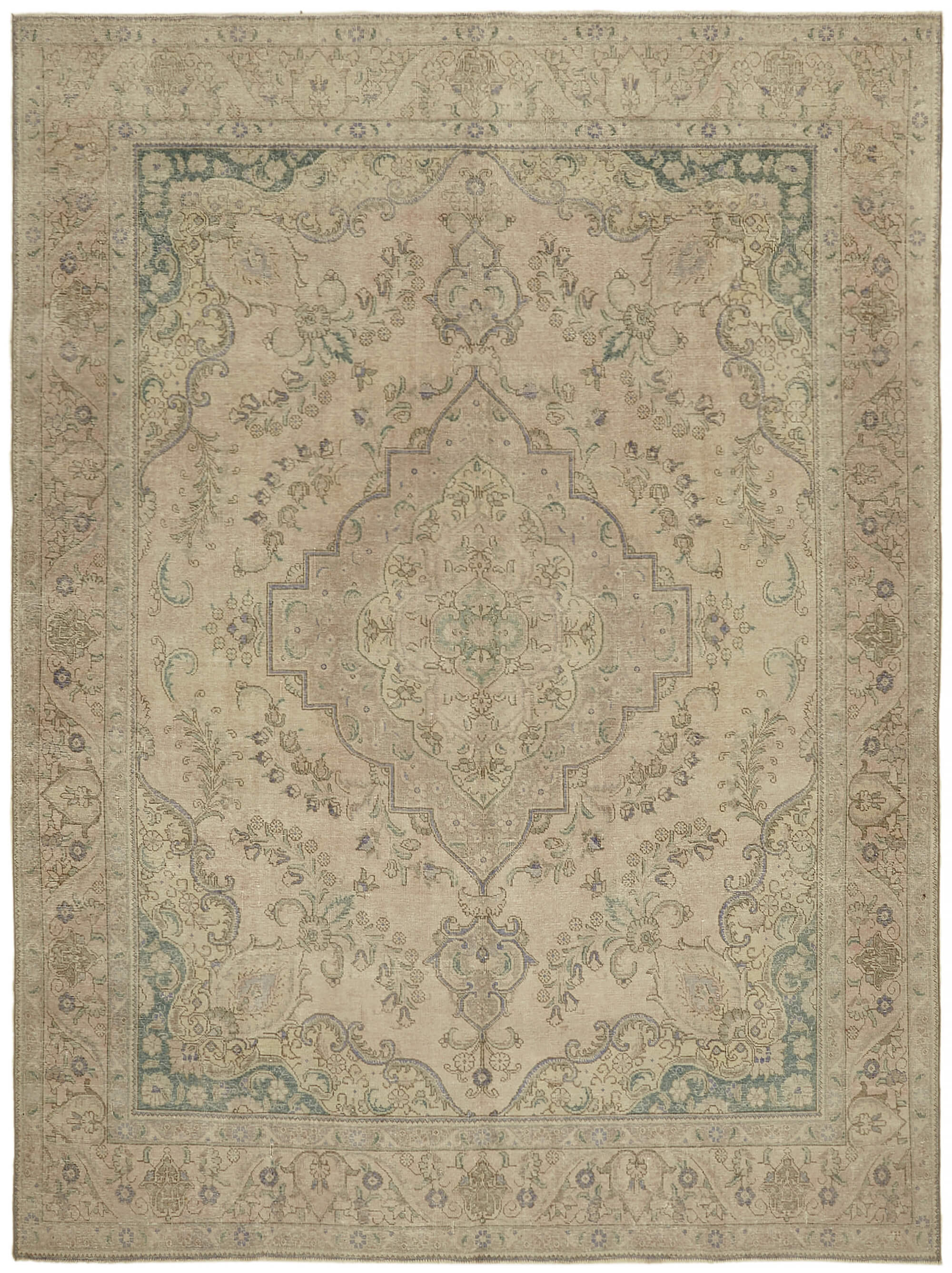 10 x 13 Beige Vintage Large Area Rug - 7319