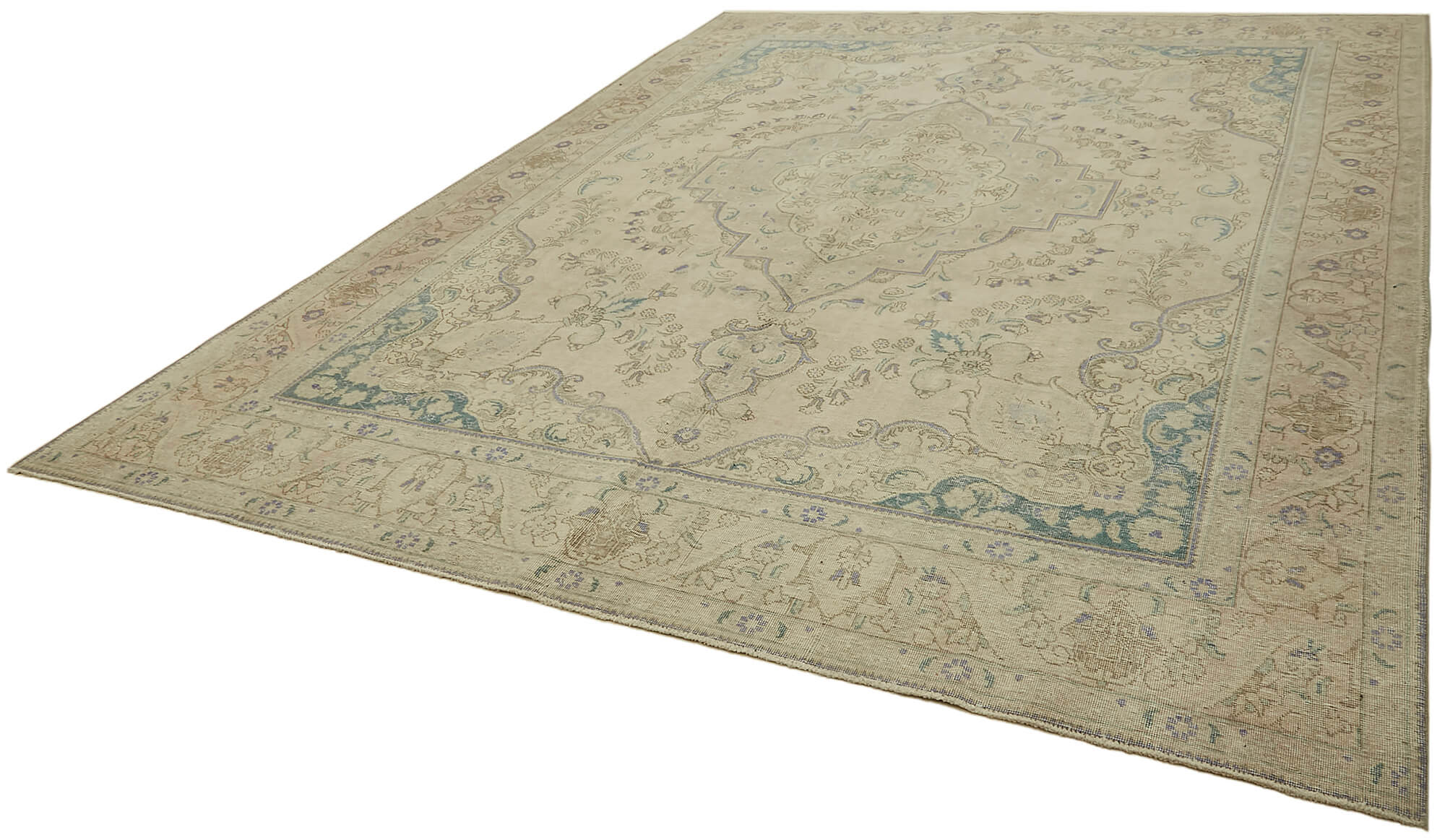 10 x 13 Beige Vintage Large Area Rug - 7319