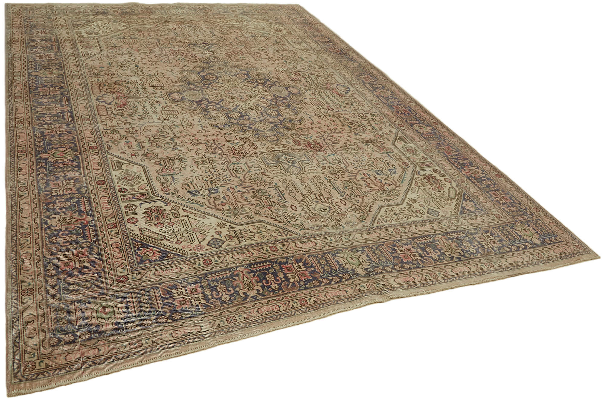 8 x 11 Beige Vintage Large Area Rug - 7324