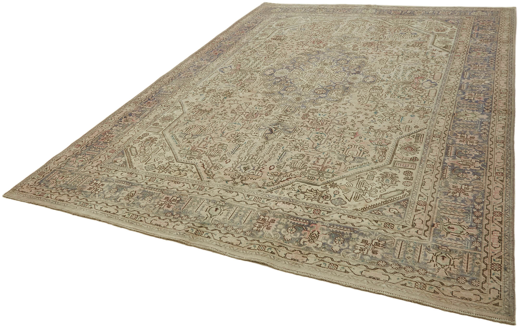 8 x 11 Beige Vintage Large Area Rug - 7324