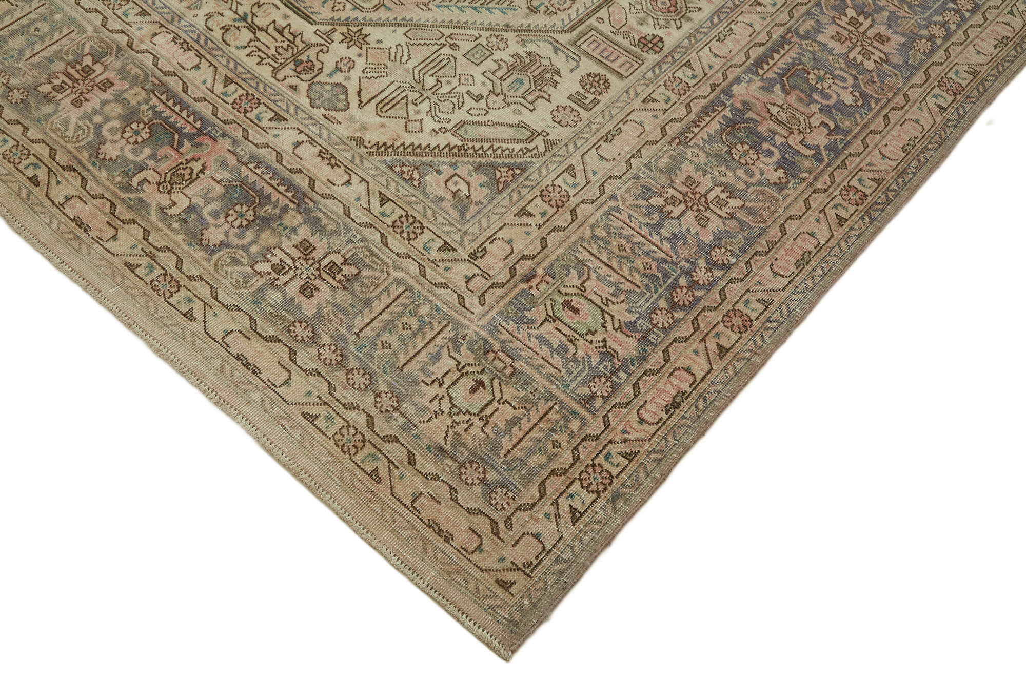 8 x 11 Beige Vintage Large Area Rug - 7324