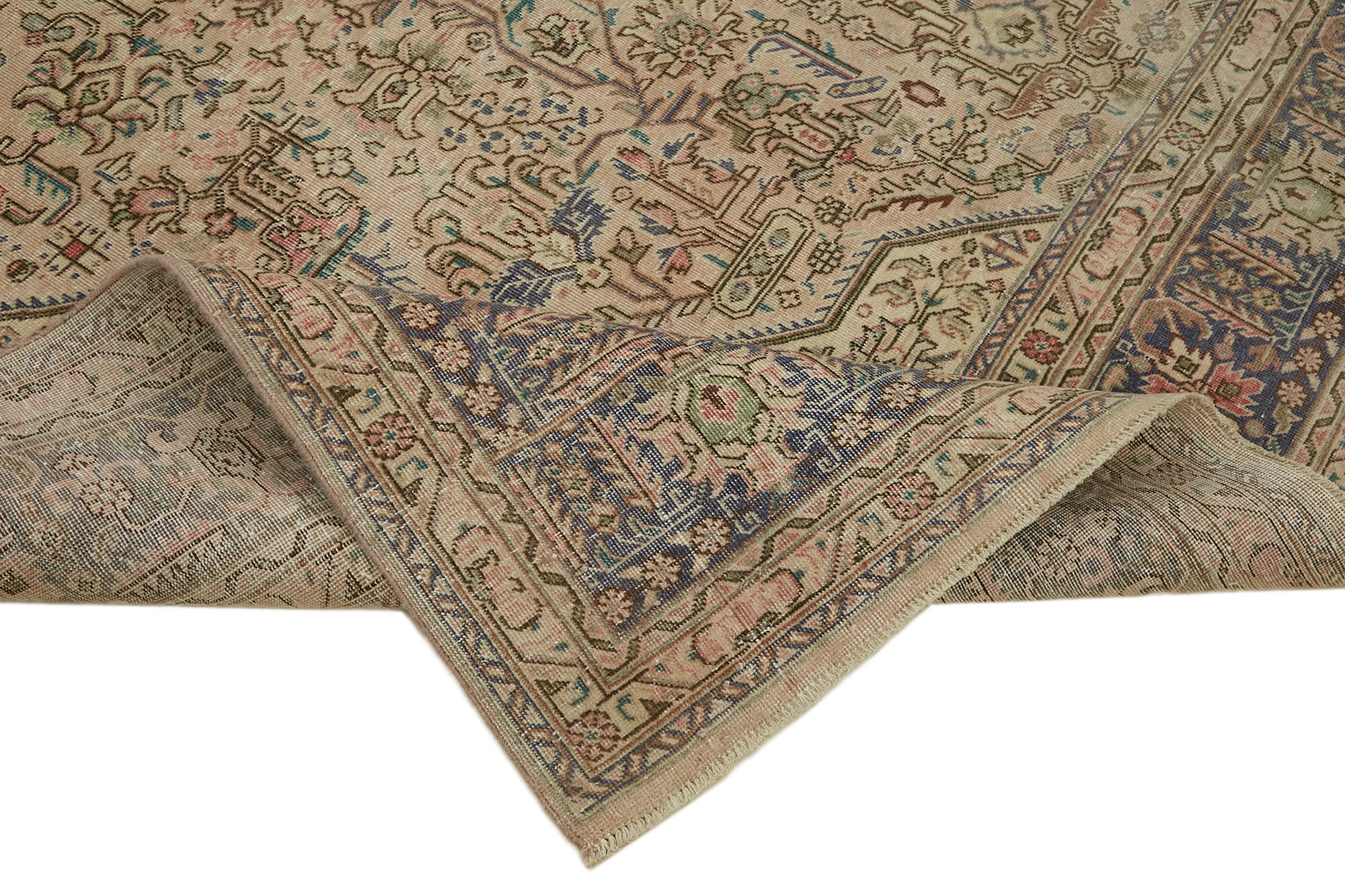 8 x 11 Beige Vintage Large Area Rug - 7324