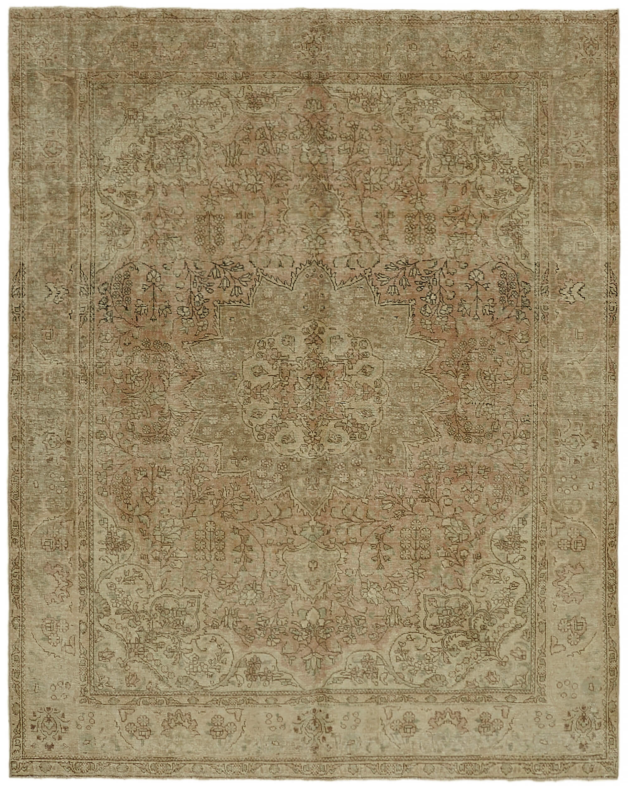 8 x 10 Beige Vintage Large Area Rug - 7325