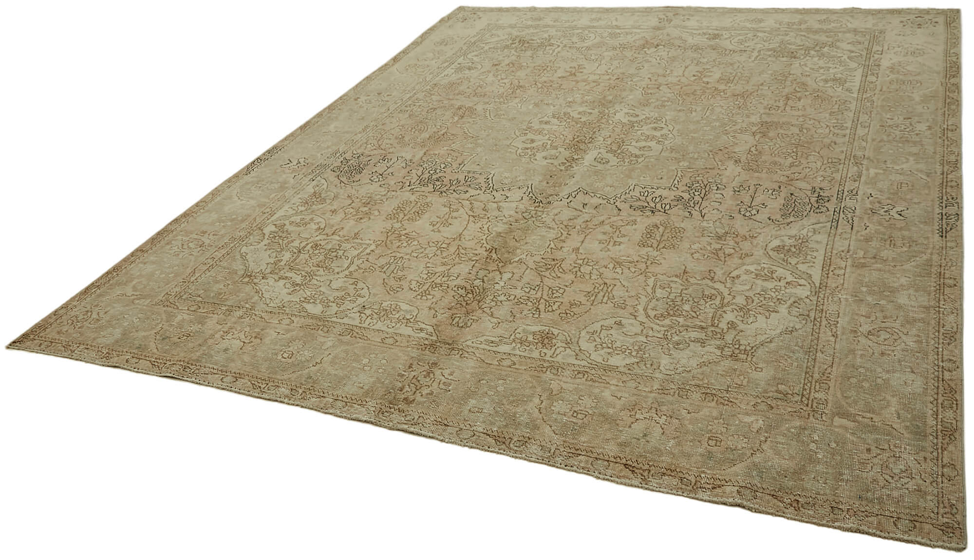 8 x 10 Beige Vintage Large Area Rug - 7325