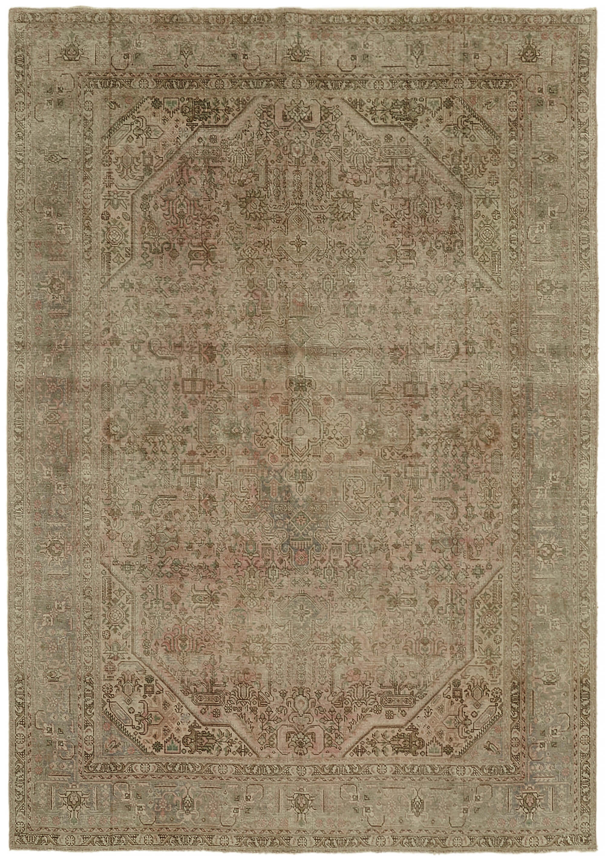 8 x 11 Beige Vintage Large Area Rug - 7326