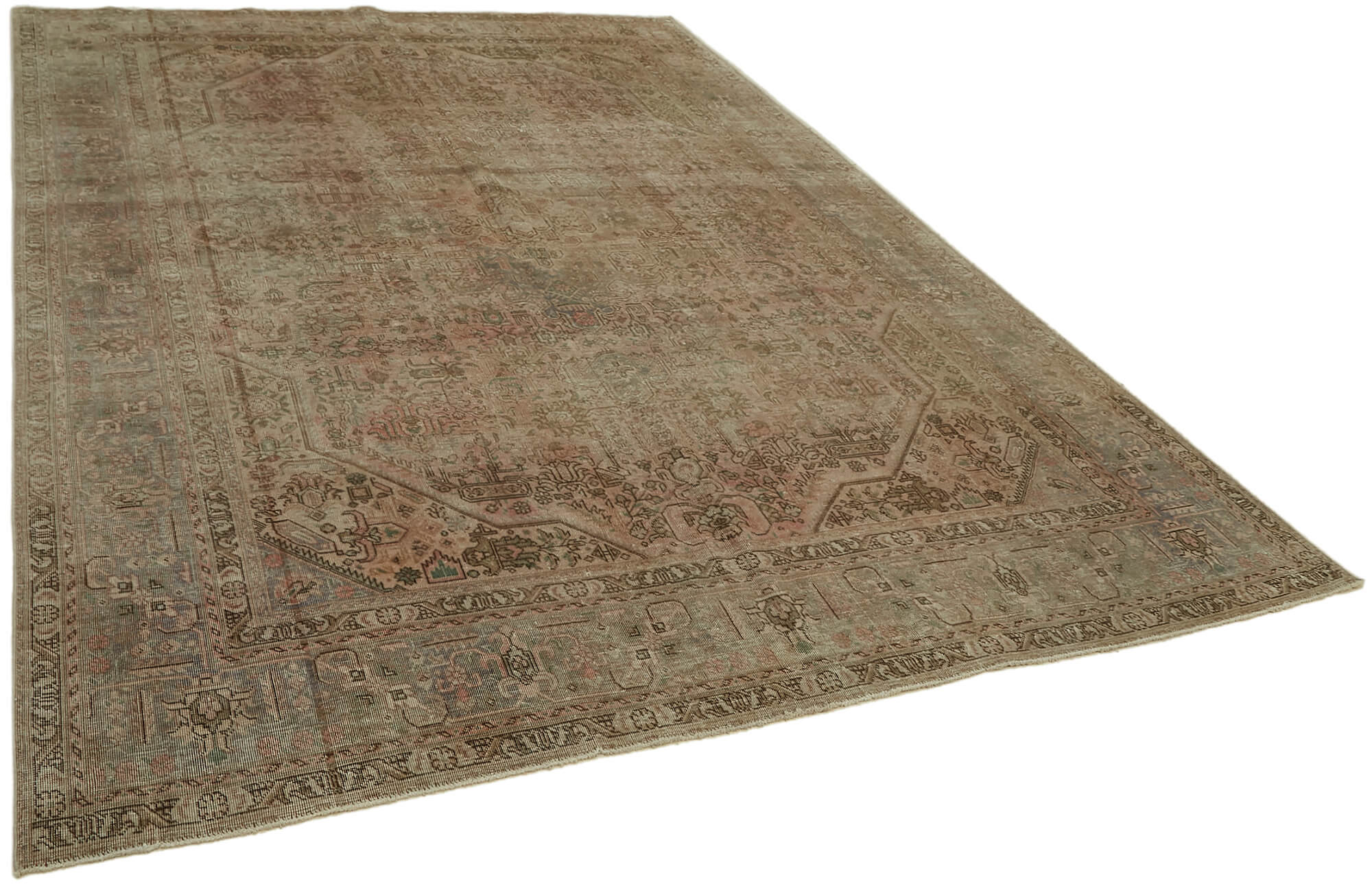 8 x 11 Beige Vintage Large Area Rug - 7326