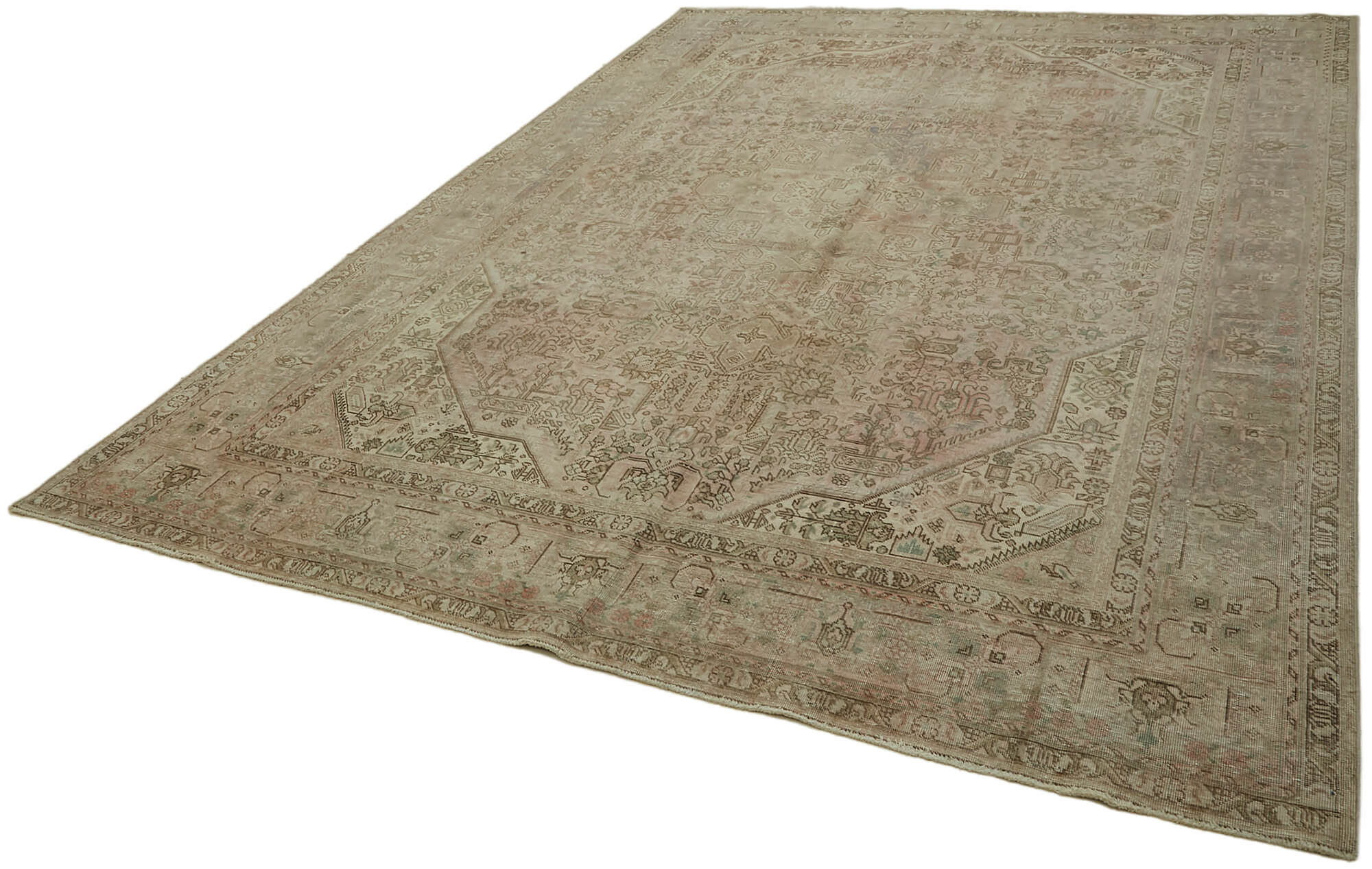 8 x 11 Beige Vintage Large Area Rug - 7326