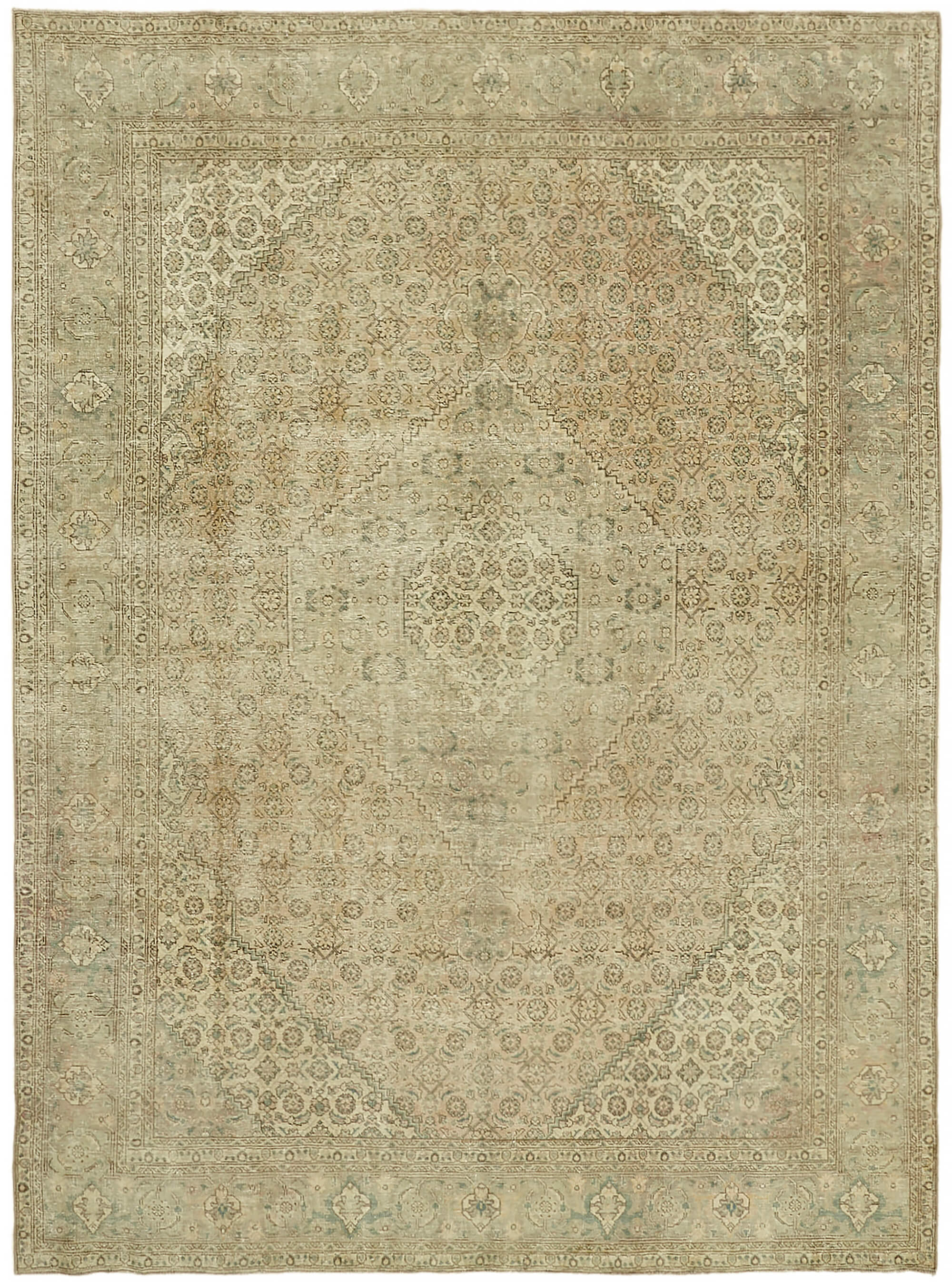 8 x 11 Beige Vintage Large Area Rug - 7332