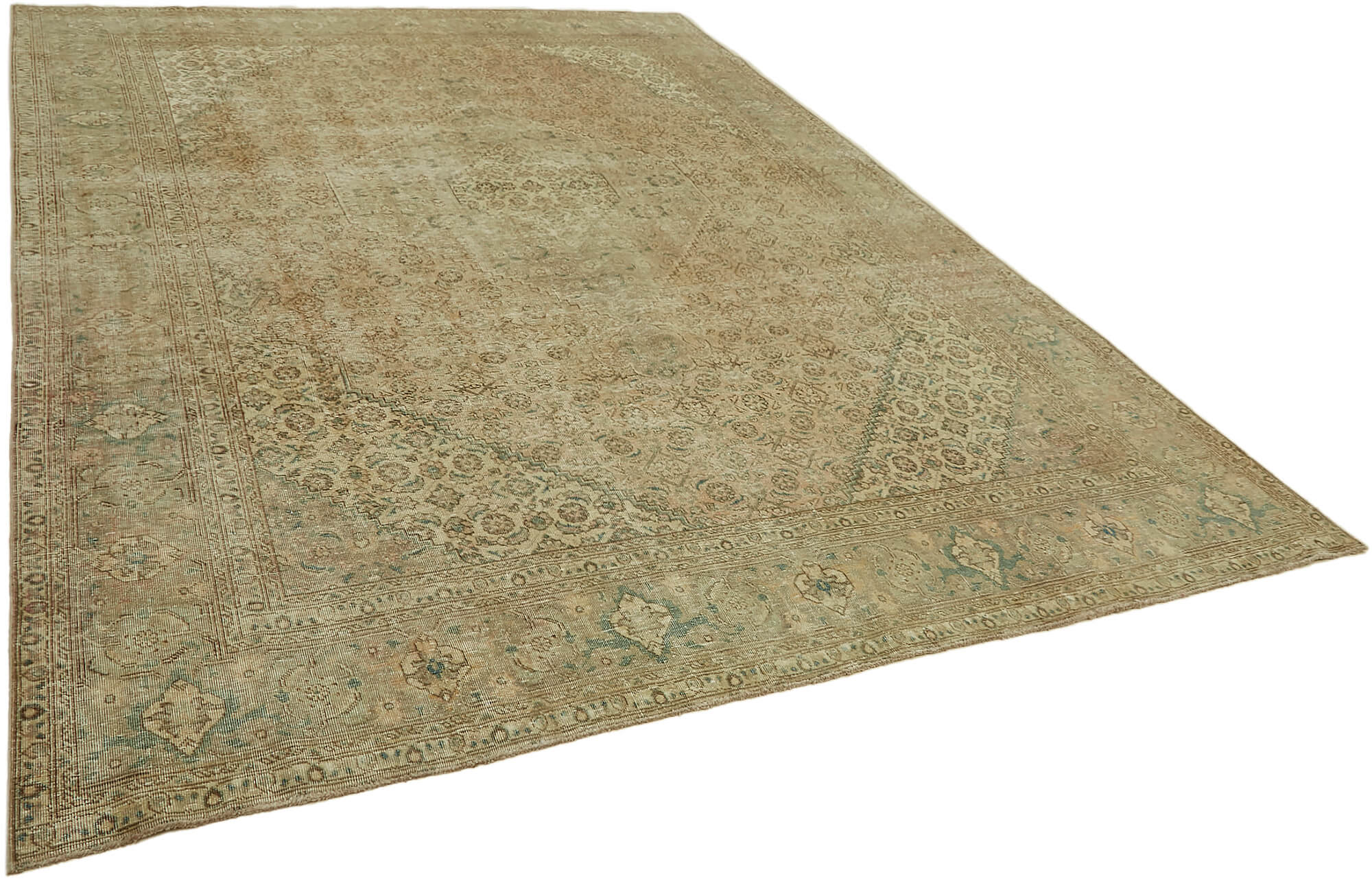 8 x 11 Beige Vintage Large Area Rug - 7332