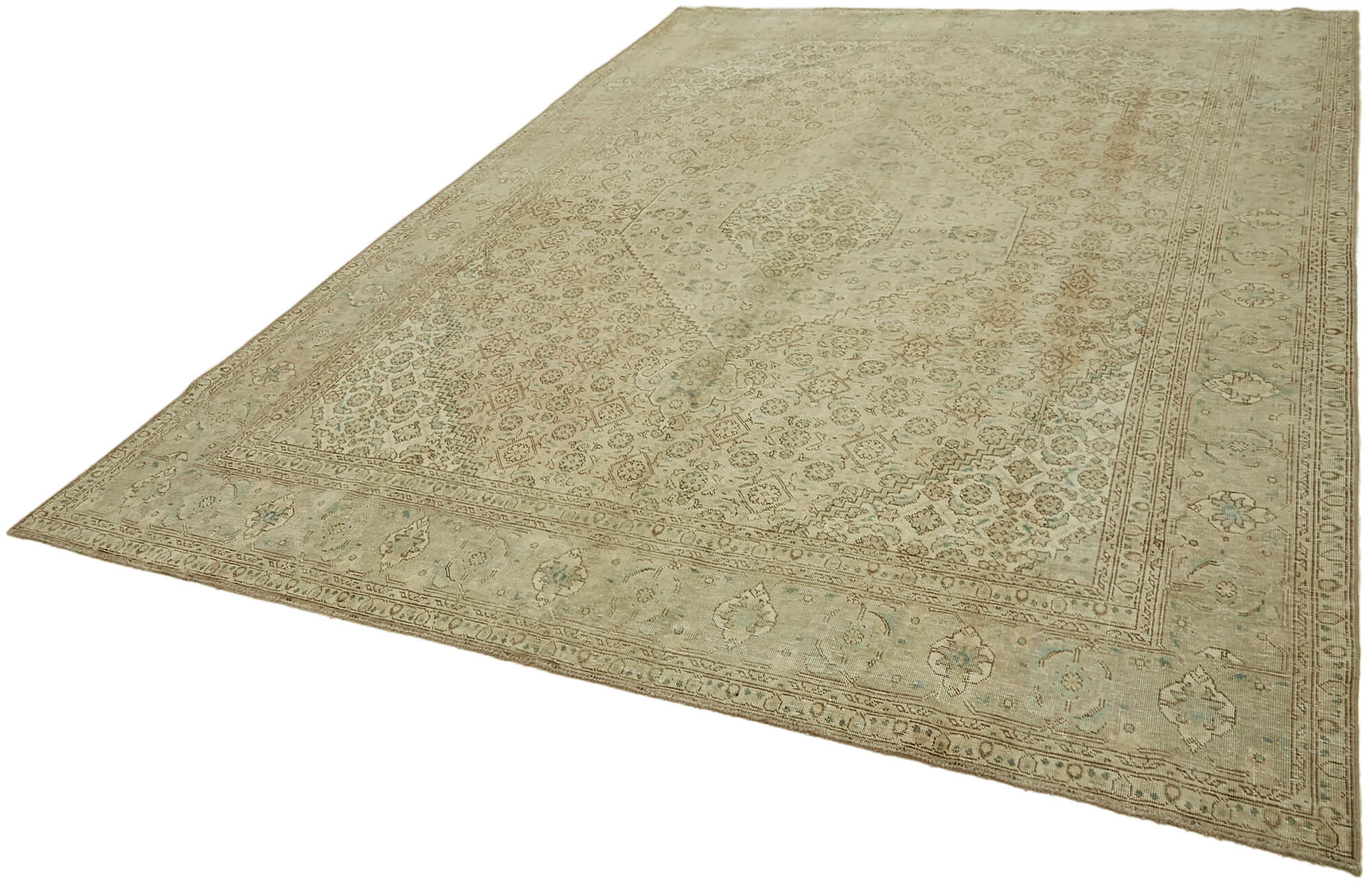 8 x 11 Beige Vintage Large Area Rug - 7332