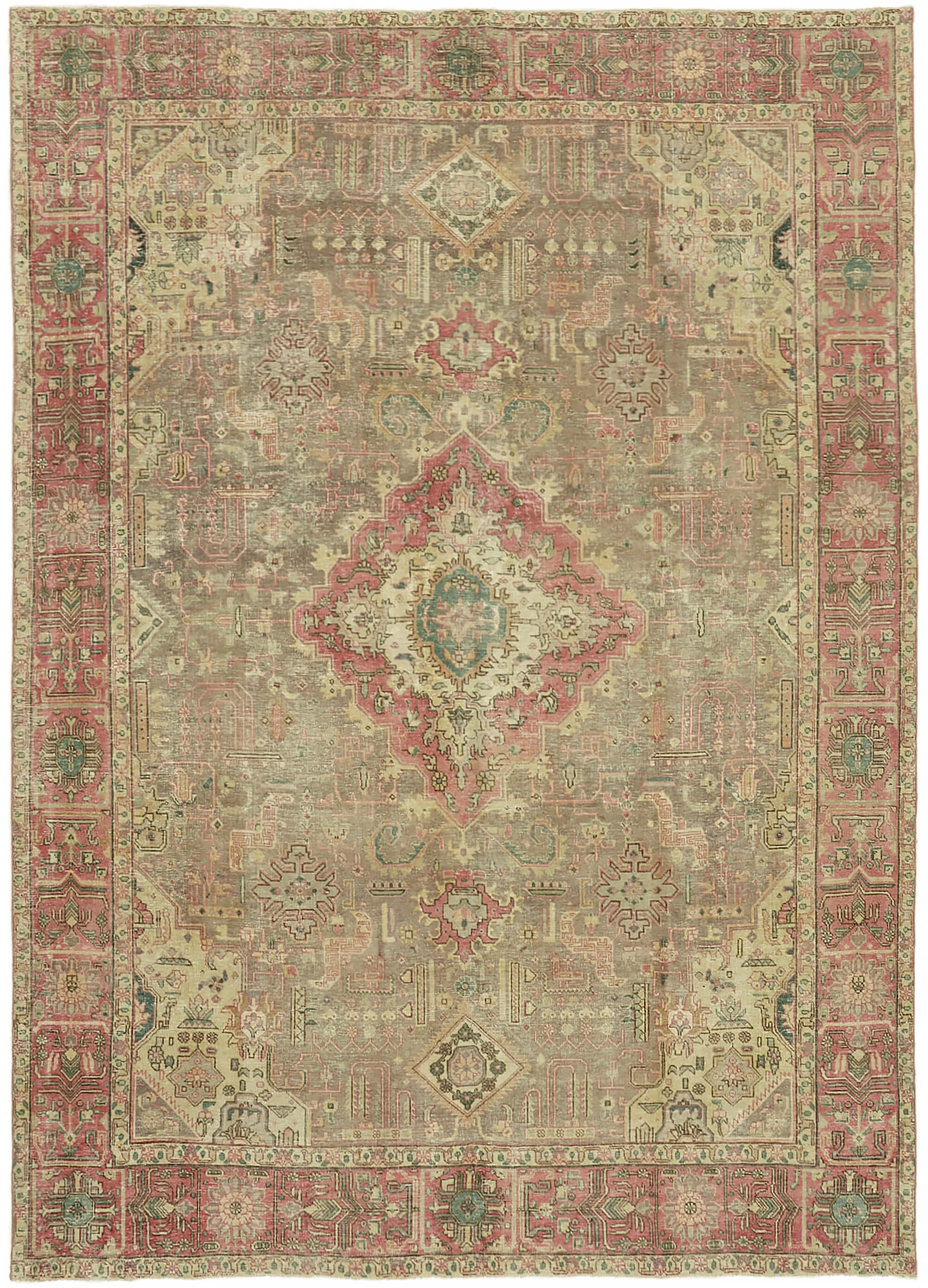 8 x 11 Beige Vintage Large Area Rug - 7333