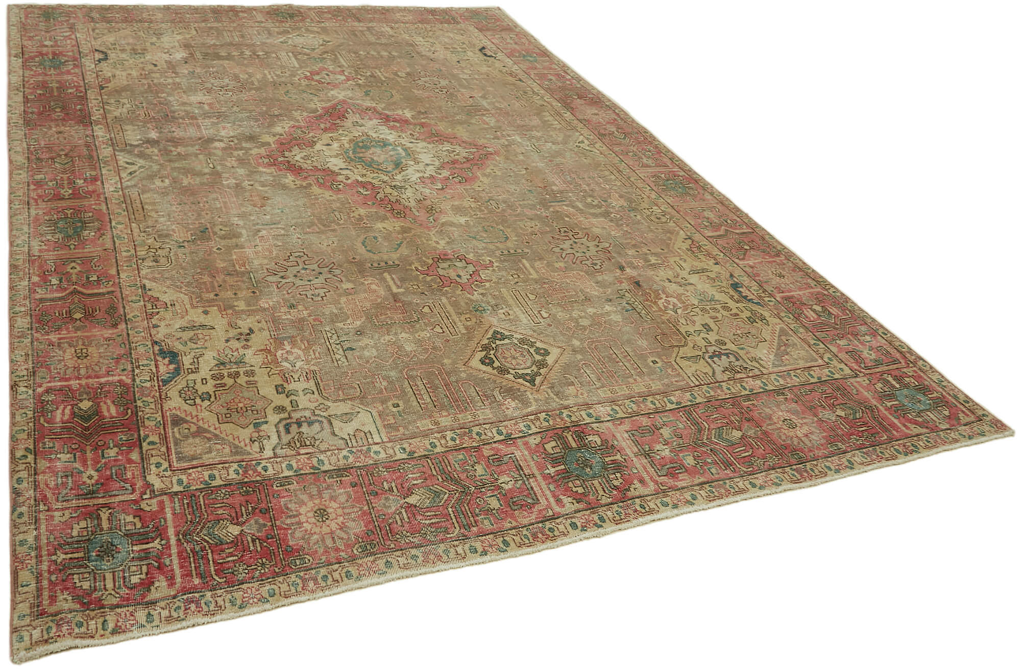 8 x 11 Beige Vintage Large Area Rug - 7333